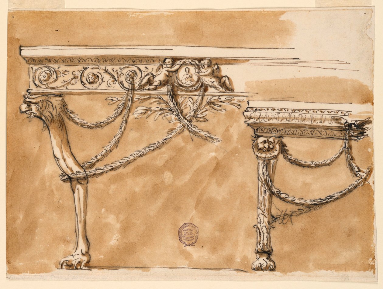 Ritning, Konsolbord, ca 1790 av Unknown artistUnknown artist