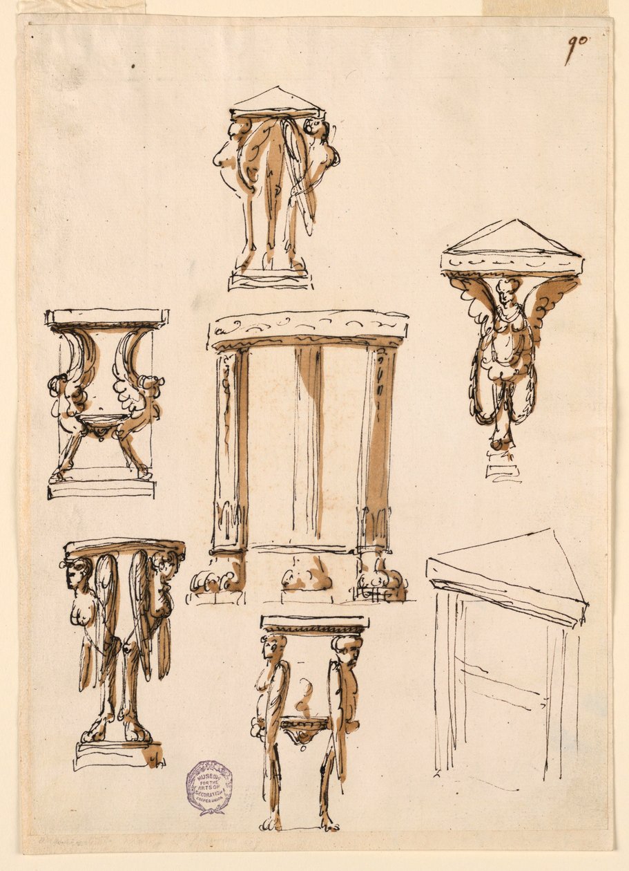 Ritning, Konsolbord, ca 1800 av Unknown artistUnknown artist