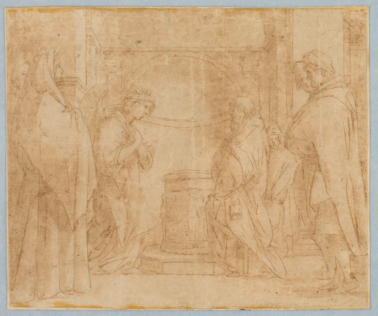 Teckning, Kopia efter Ängelns bebådelse för Sakarja, 1538-1600 av Unknown artistUnknown artist