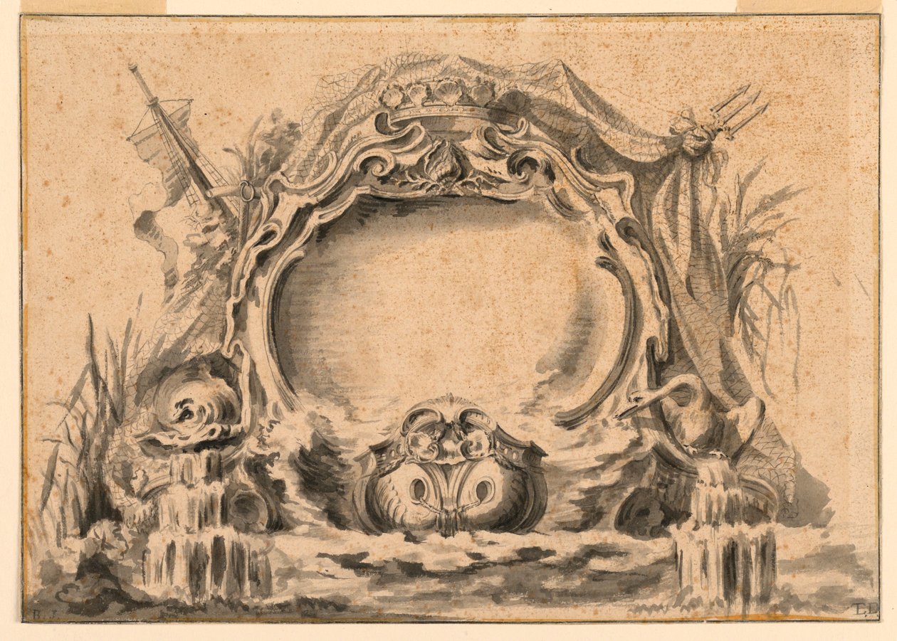 Teckning, Kopia av en vapensköld i en av fetischpublikationerna, ca 1740 av Unknown artistUnknown artist