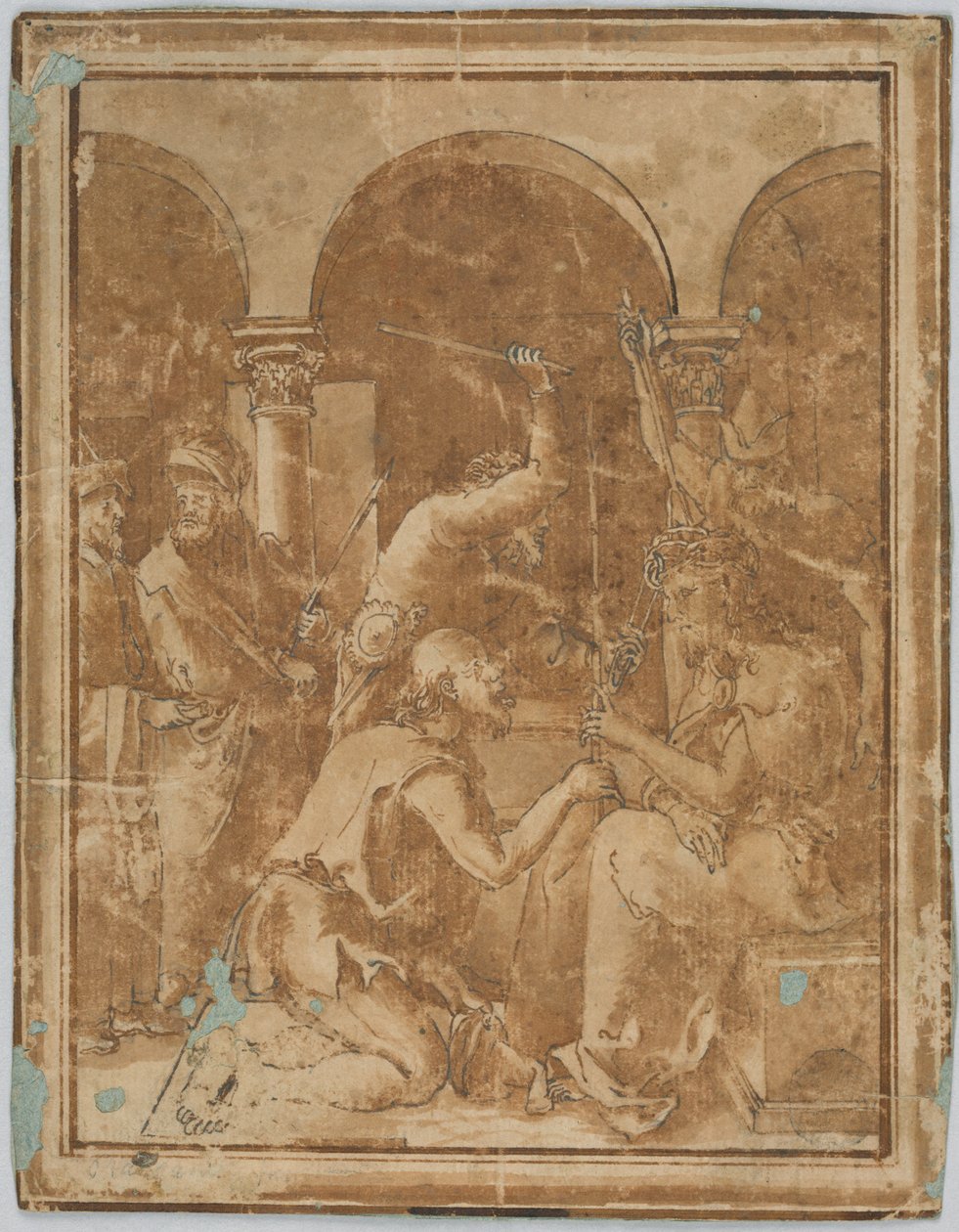 Teckning, Kopia av Törnekroningen i Lilla passionen av Albrecht Durer, publicerad 1511, 1525-1600 av Unknown artistUnknown artist
