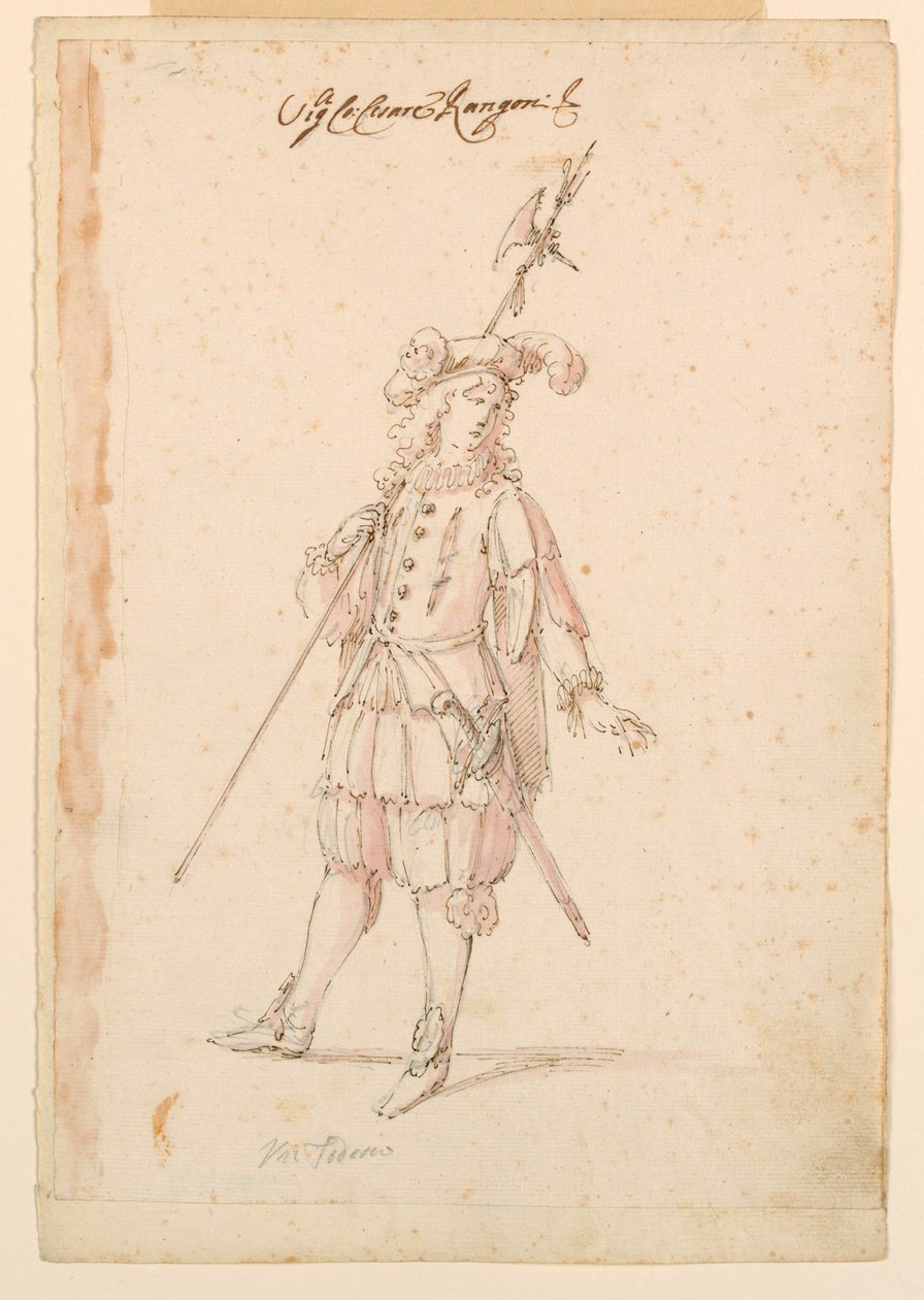 Teckning, Kostymdesign: En tysk för en balett, ca 1720 av Unknown artistUnknown artist