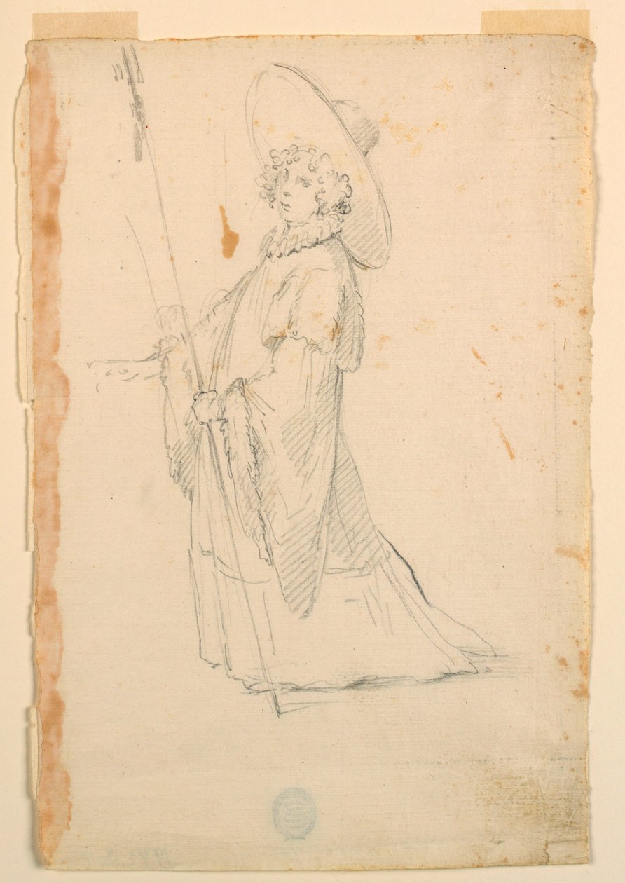 Teckning, kostymdesign: En flicka i fantastisk dräkt för en balett, ca 1720 av Unknown artistUnknown artist