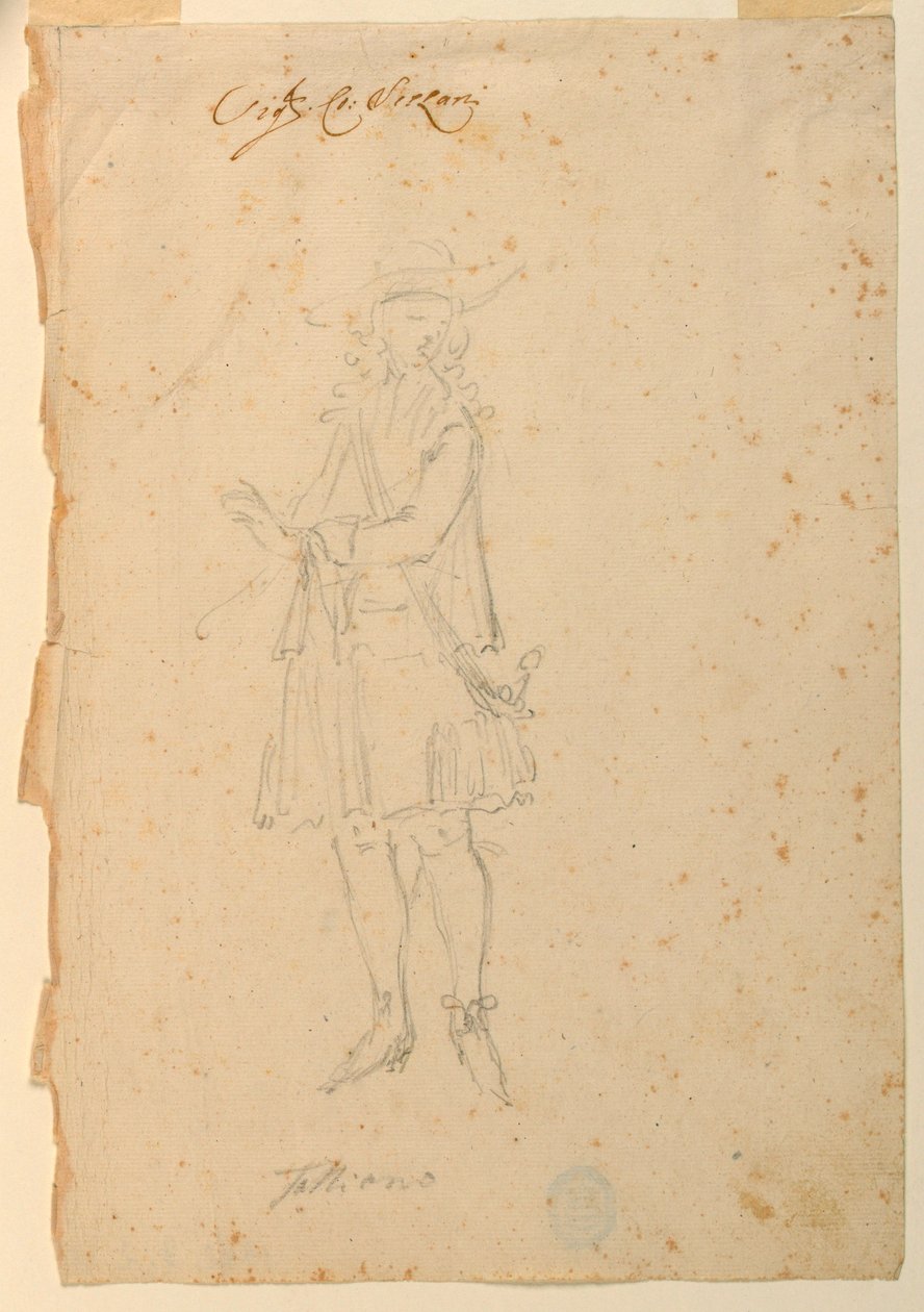 Teckning, kostymdesign: En man av världen för en balett, ca 1720 av Unknown artistUnknown artist