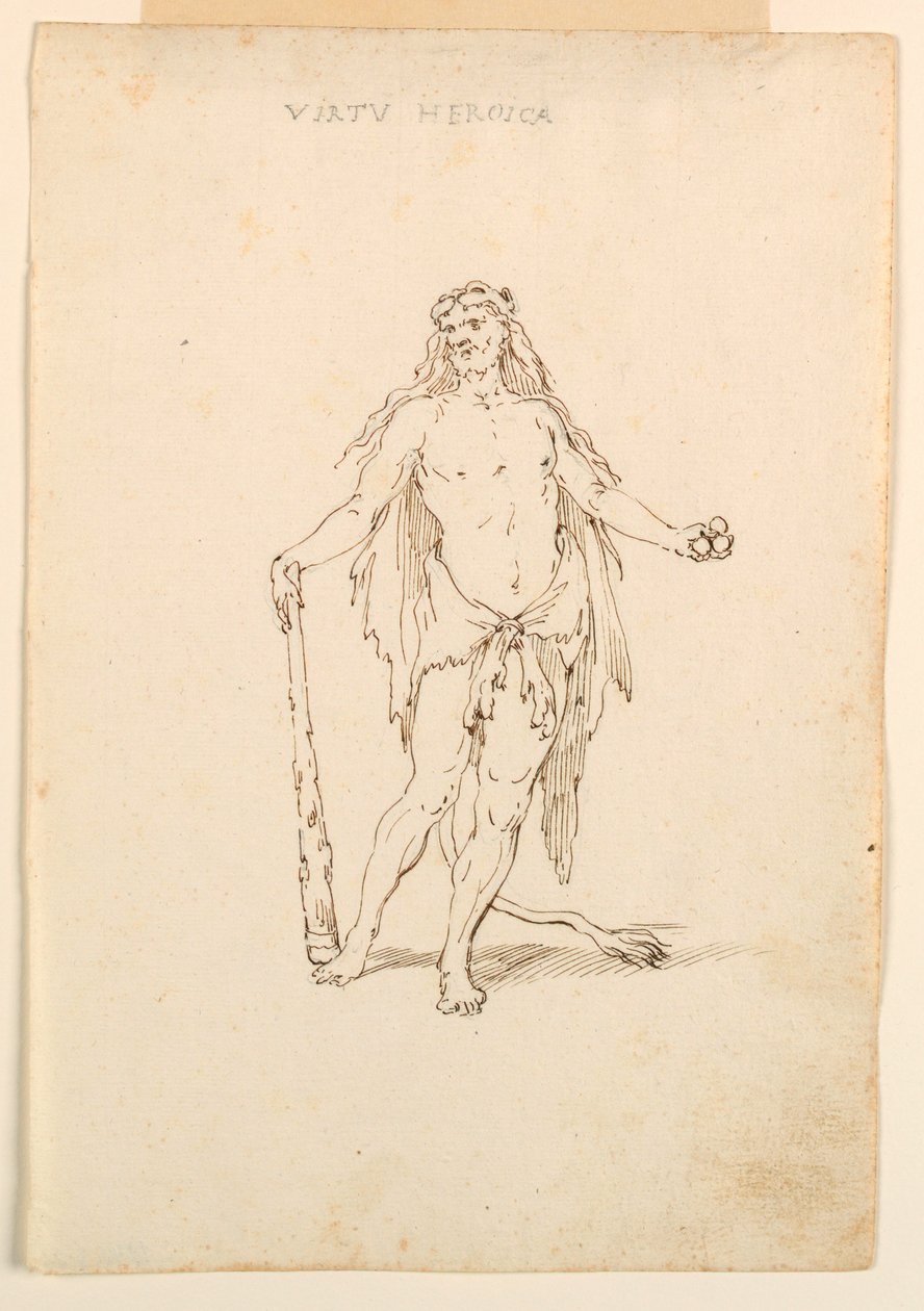 Teckning, Kostymdesign: Heroisk kraft för en balett, ca 1720 av Unknown artistUnknown artist