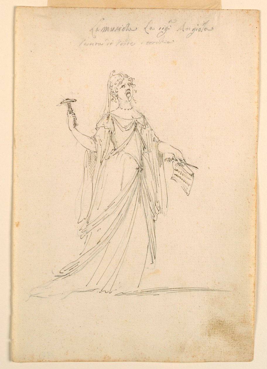 Teckning, kostymdesign: Musik till en balett, ca 1720 av Unknown artistUnknown artist