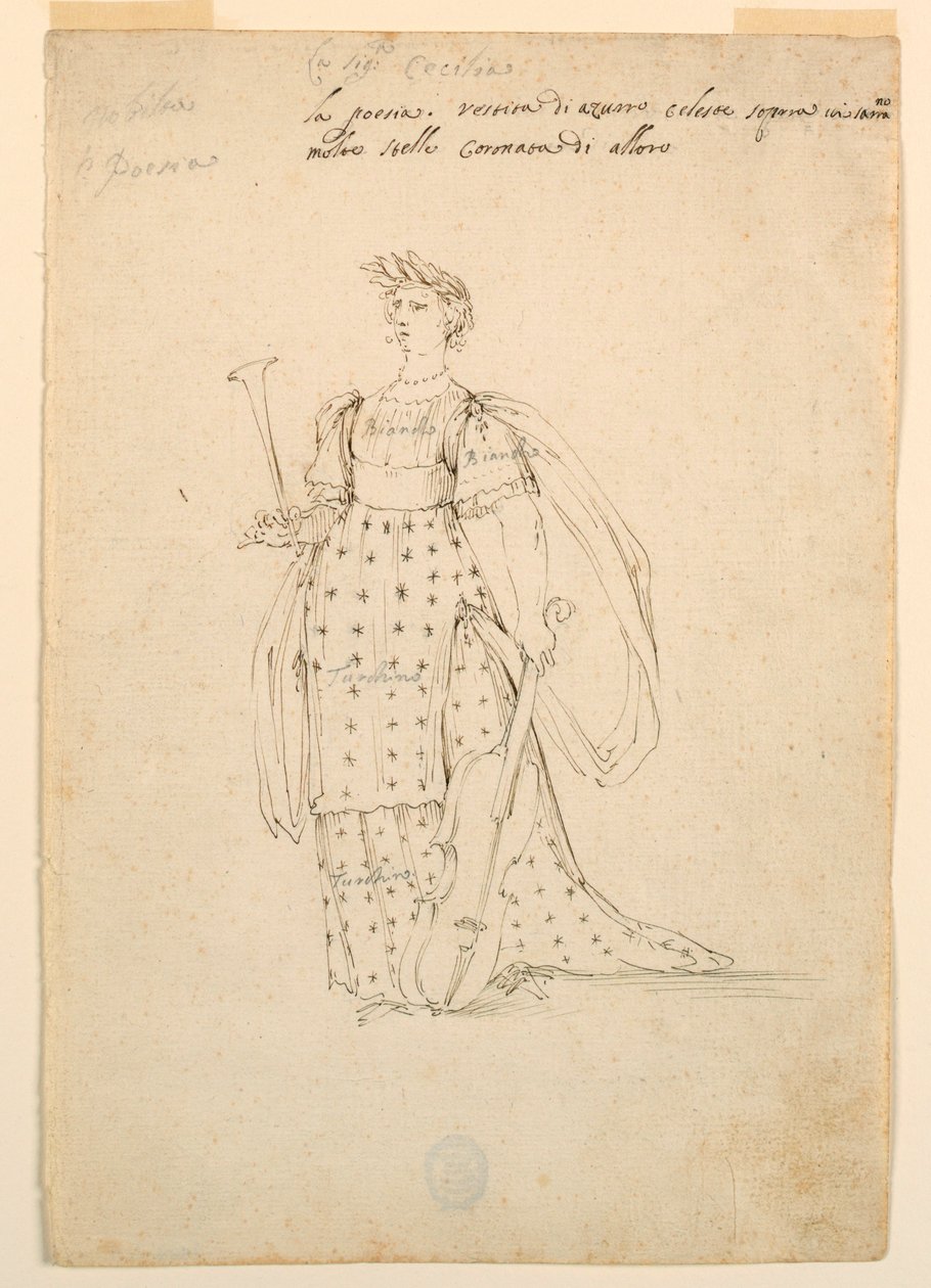 Teckning, kostymdesign: Poesi för en balett, ca 1720 av Unknown artistUnknown artist
