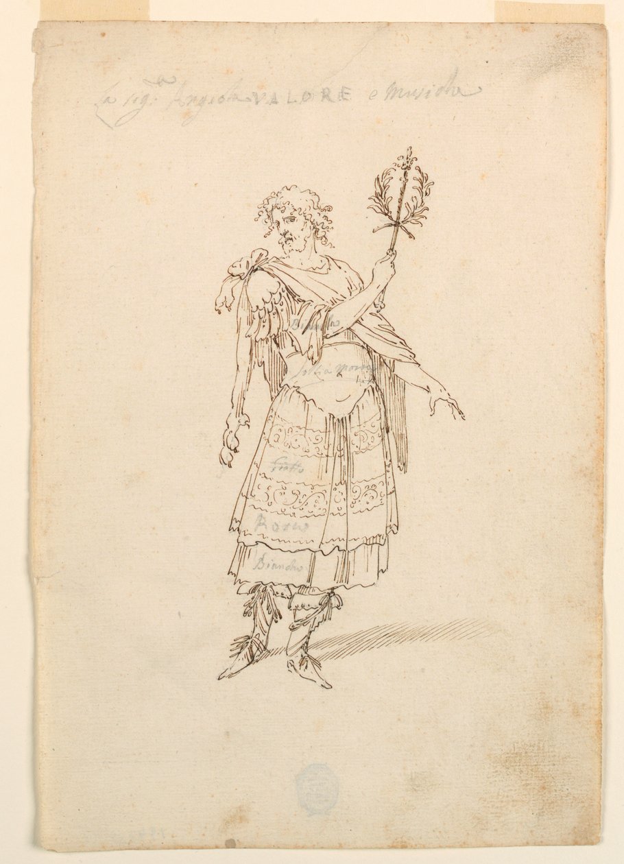 Teckning, kostymdesign: Valor och musik till en balett, ca 1720 av Unknown artistUnknown artist