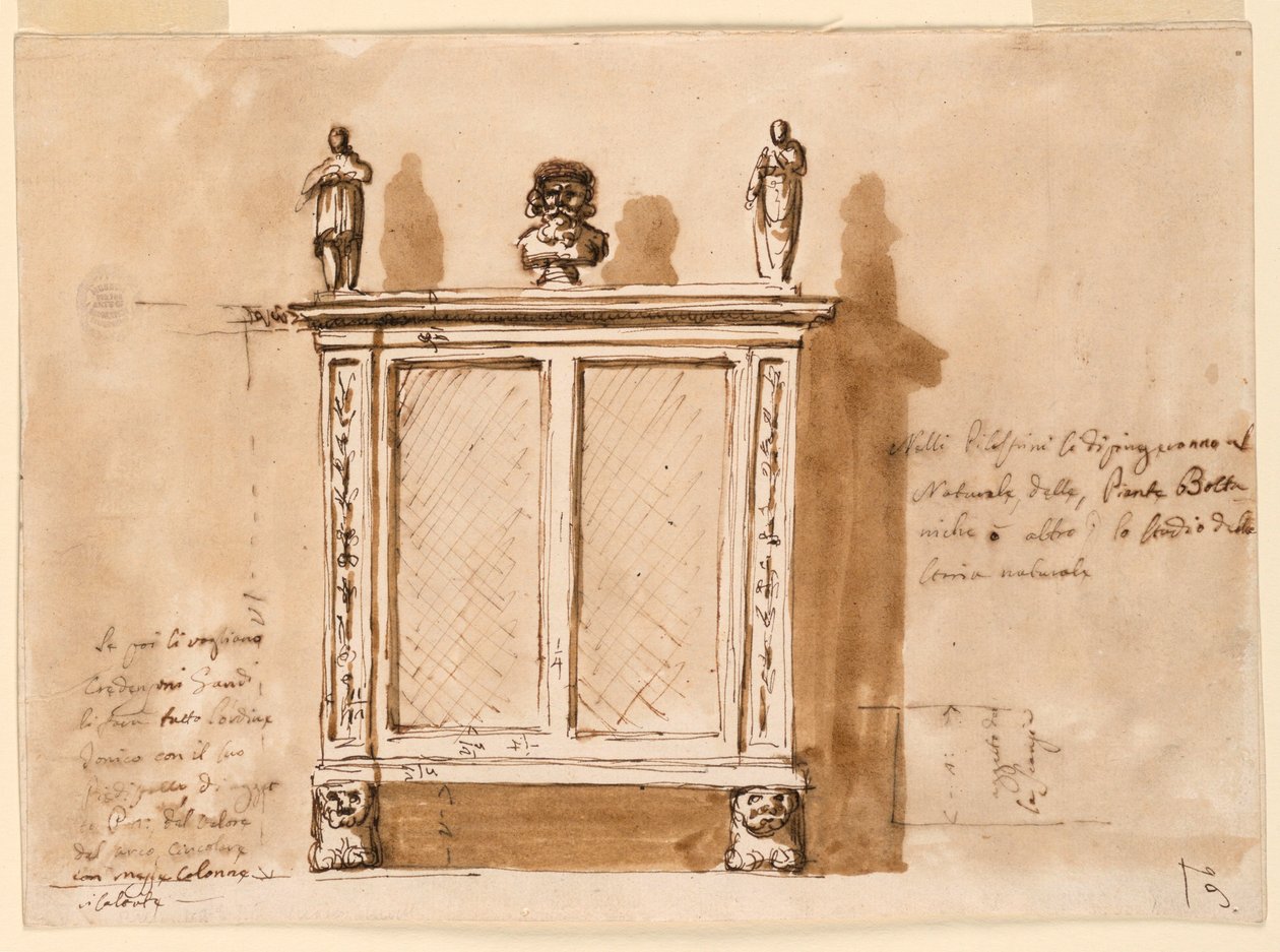 Teckning, skåp, 1790-1810 av Unknown artistUnknown artist