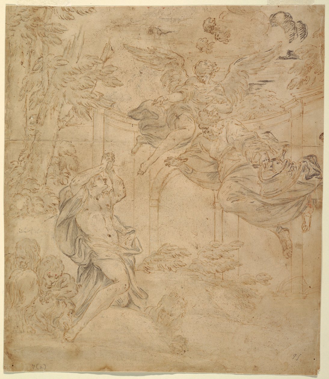 Teckning, Daniel i lejongropen, ca 1630-40 av Unknown artistUnknown artist