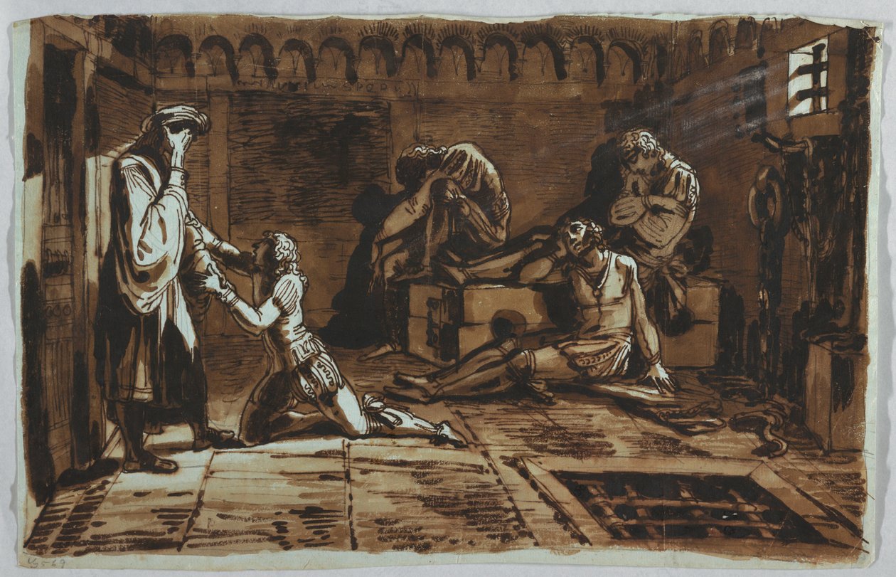 Teckning, Greve Ugolinos och hans söners död, 1815-1823 av Unknown artistUnknown artist
