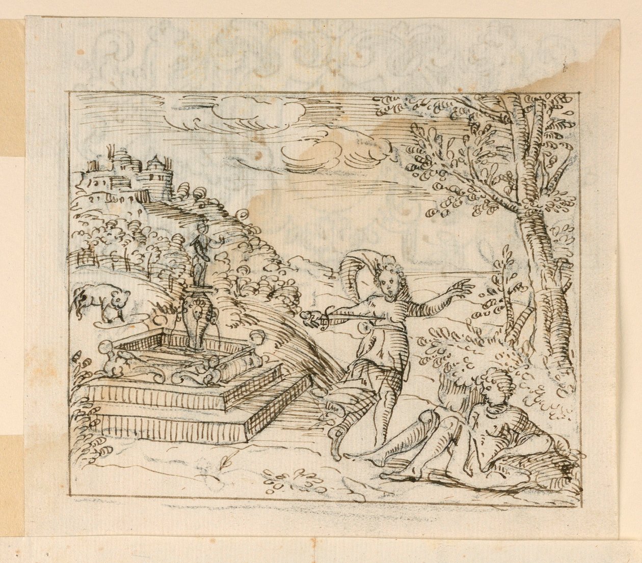 Teckning, Thisbes död, 1600-1625 av Unknown artistUnknown artist