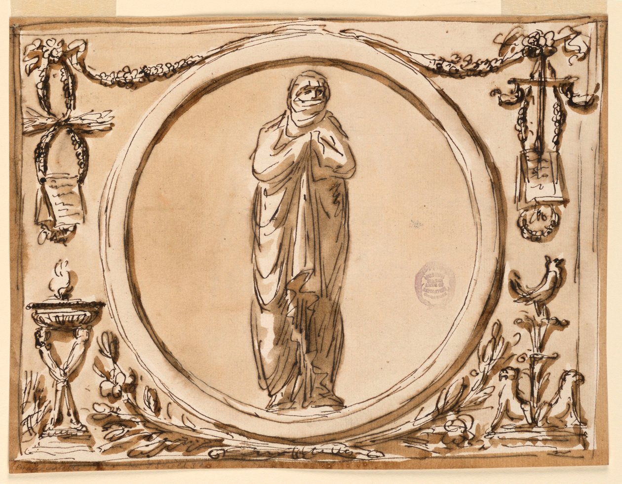 Teckning, dekorering av en panel, 1789-1793 av Unknown artistUnknown artist