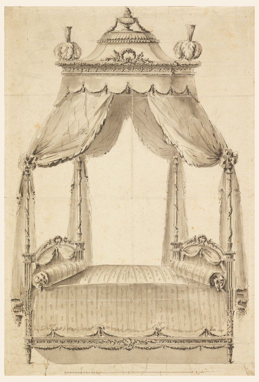 Ritning, Förslag till en säng, ca 1785 av Unknown artistUnknown artist