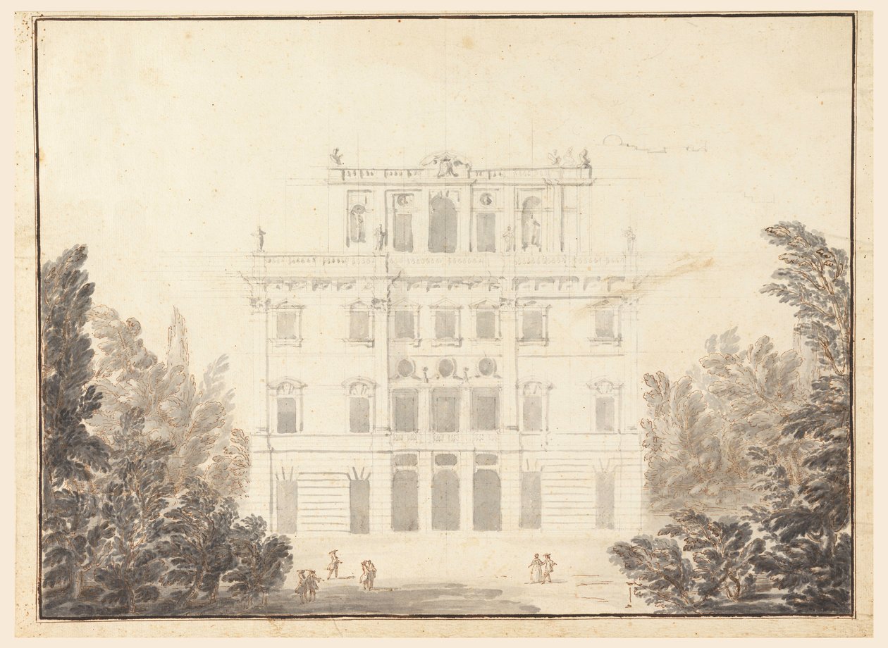 Ritning, Förslag till ett kasino i en park, 1728-84 av Unknown artistUnknown artist