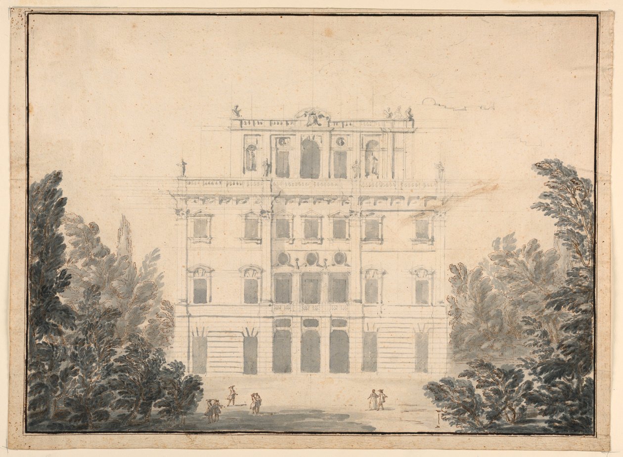 Ritning, Förslag till ett kasino i en park, 1728-84 av Unknown artistUnknown artist