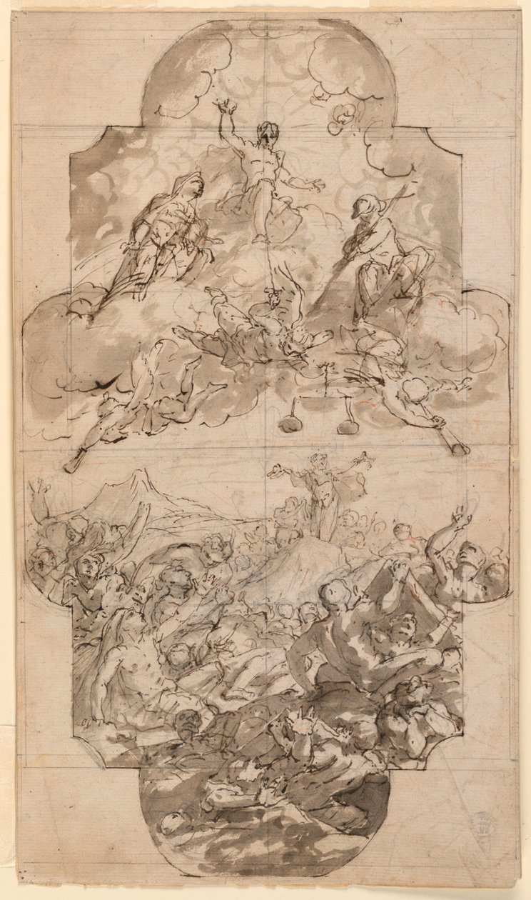 Ritning, Förslag till tak i kyrka, 1700-1750 av Unknown artistUnknown artist