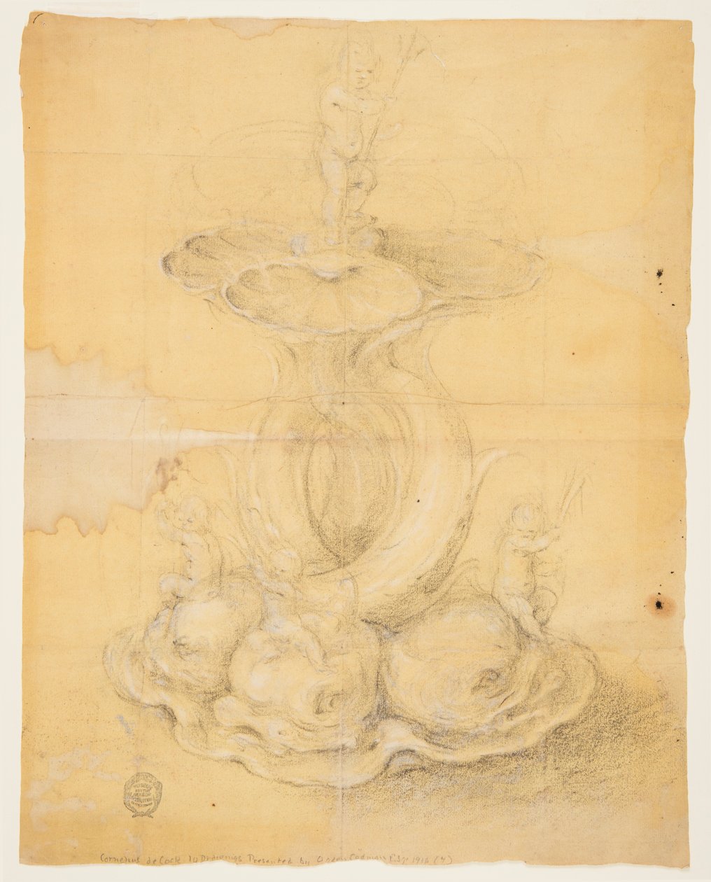 Ritning, Förslag till mittstycke, 1630-60 av Unknown artistUnknown artist