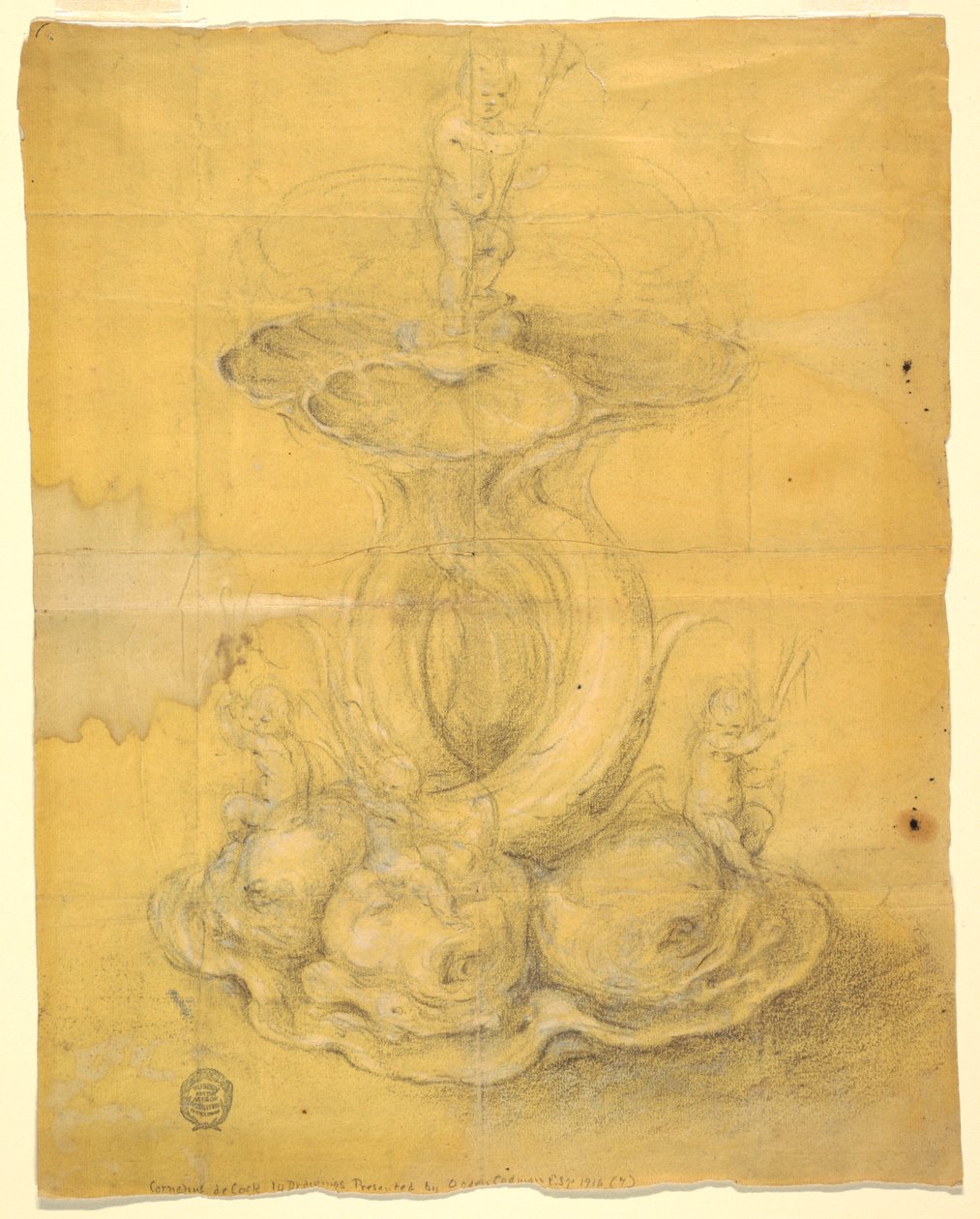 Ritning, Förslag till mittstycke, 1630-60 av Unknown artistUnknown artist