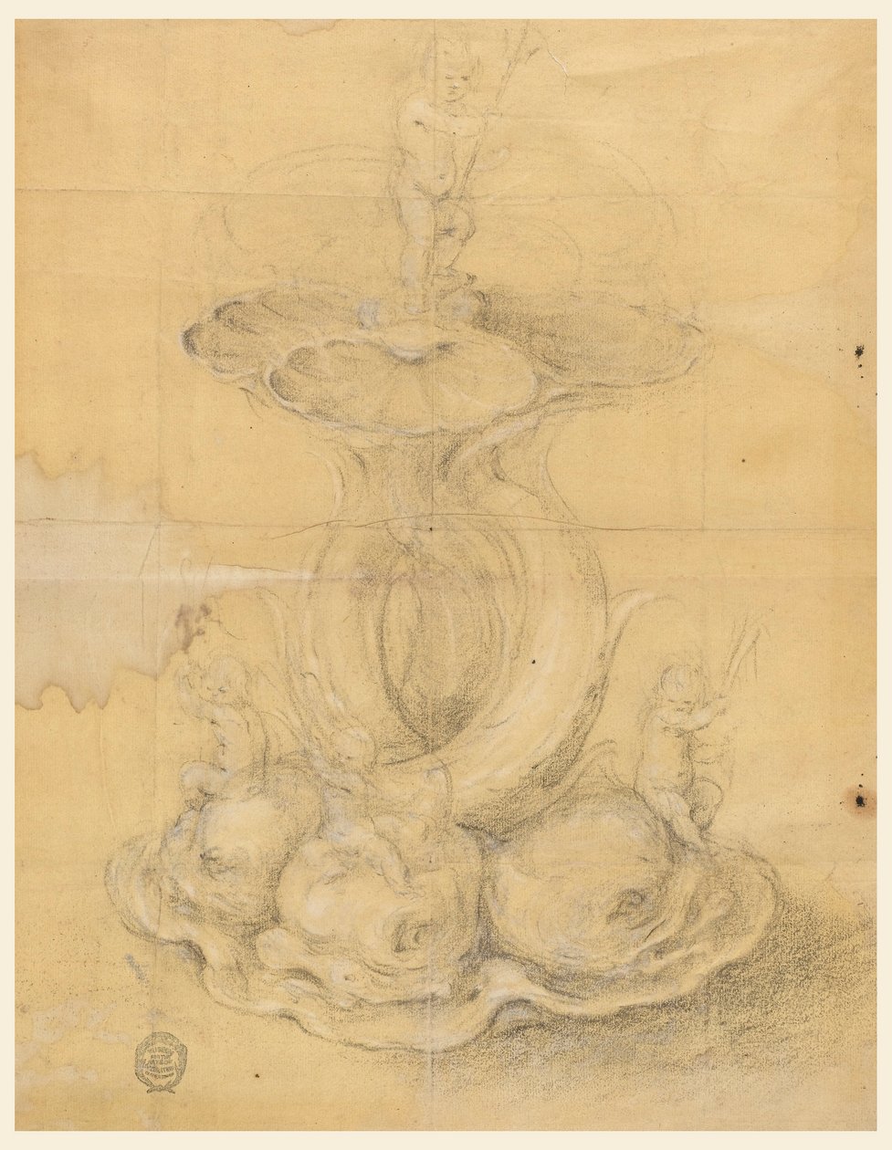 Ritning, Förslag till mittstycke, 1630-60 av Unknown artistUnknown artist