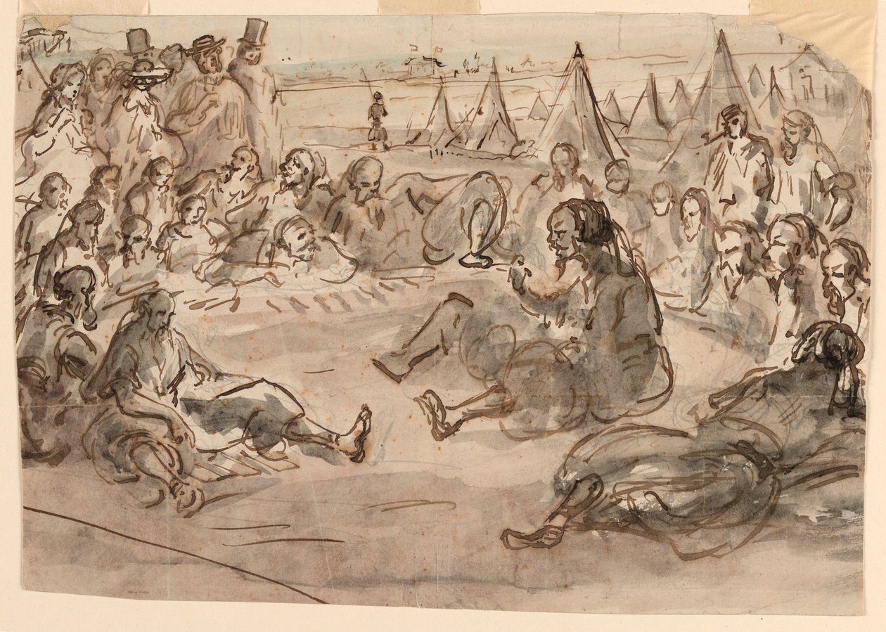 Teckning, Zouaver i lägret vid S:t Maur, 1859 av Unknown artistUnknown artist