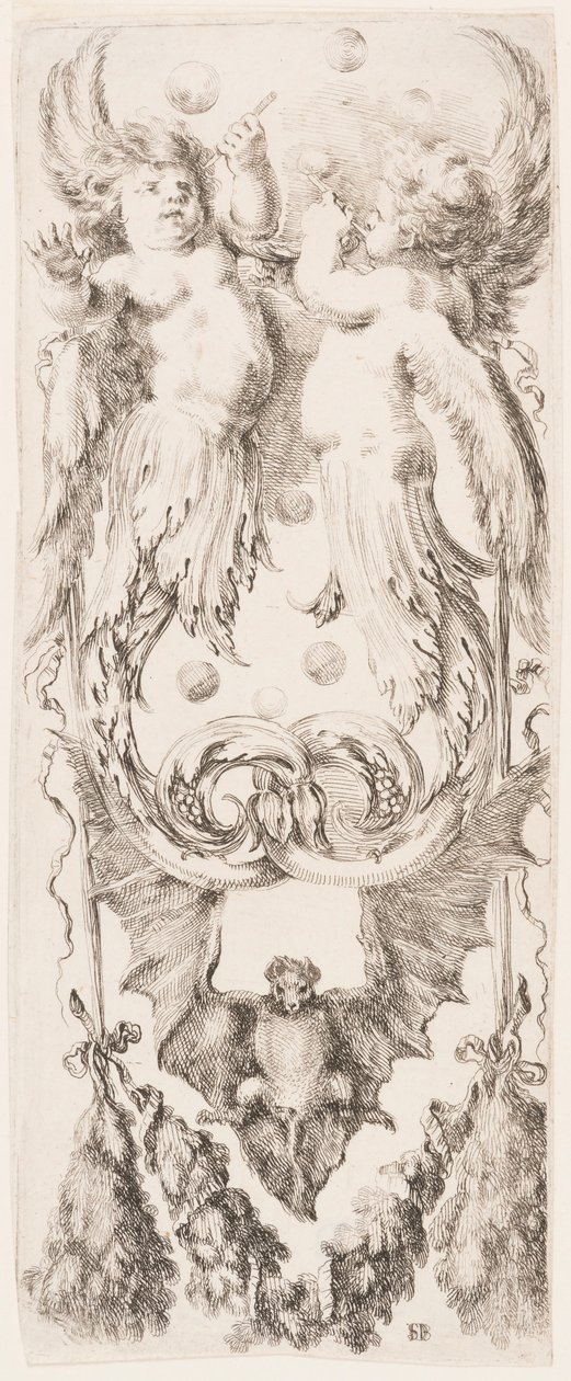 Tryck, Ornament eller grotesker (Groteskt ornament), ca 1653 av Unknown artistUnknown artist
