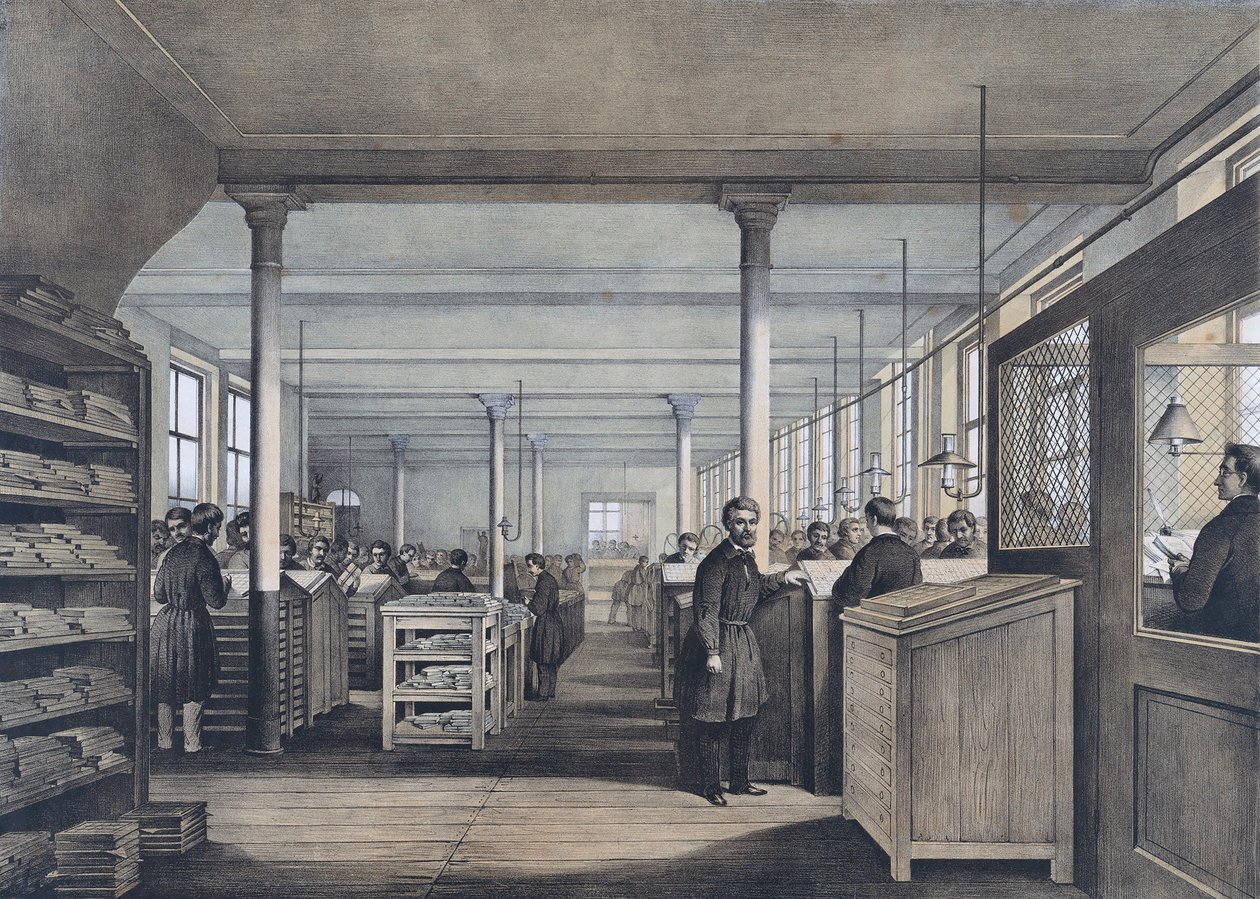 Ett europeiskt tryckeri från 1800-talet av Unknown artist