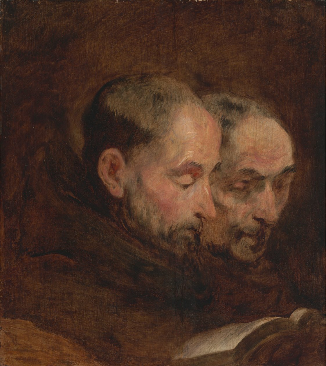 En kopia efter en målning som traditionellt tillskrivs Van Dyck av Two Monks Reading av Unknown artist