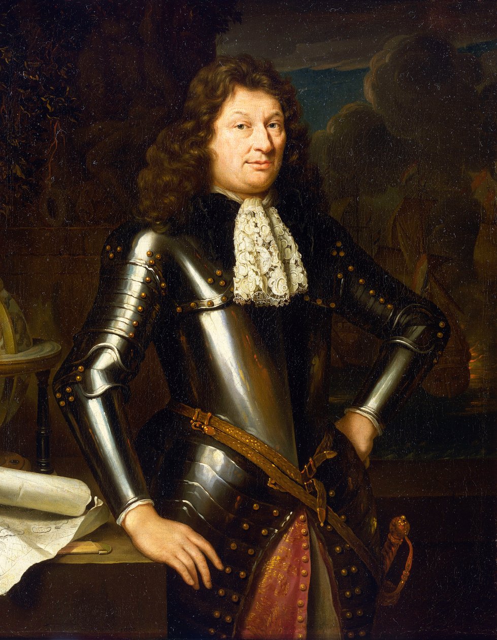 En holländsk sjökapten, cirka 1690-1704, olja på duk, av den nederländska skolan av Unknown artist