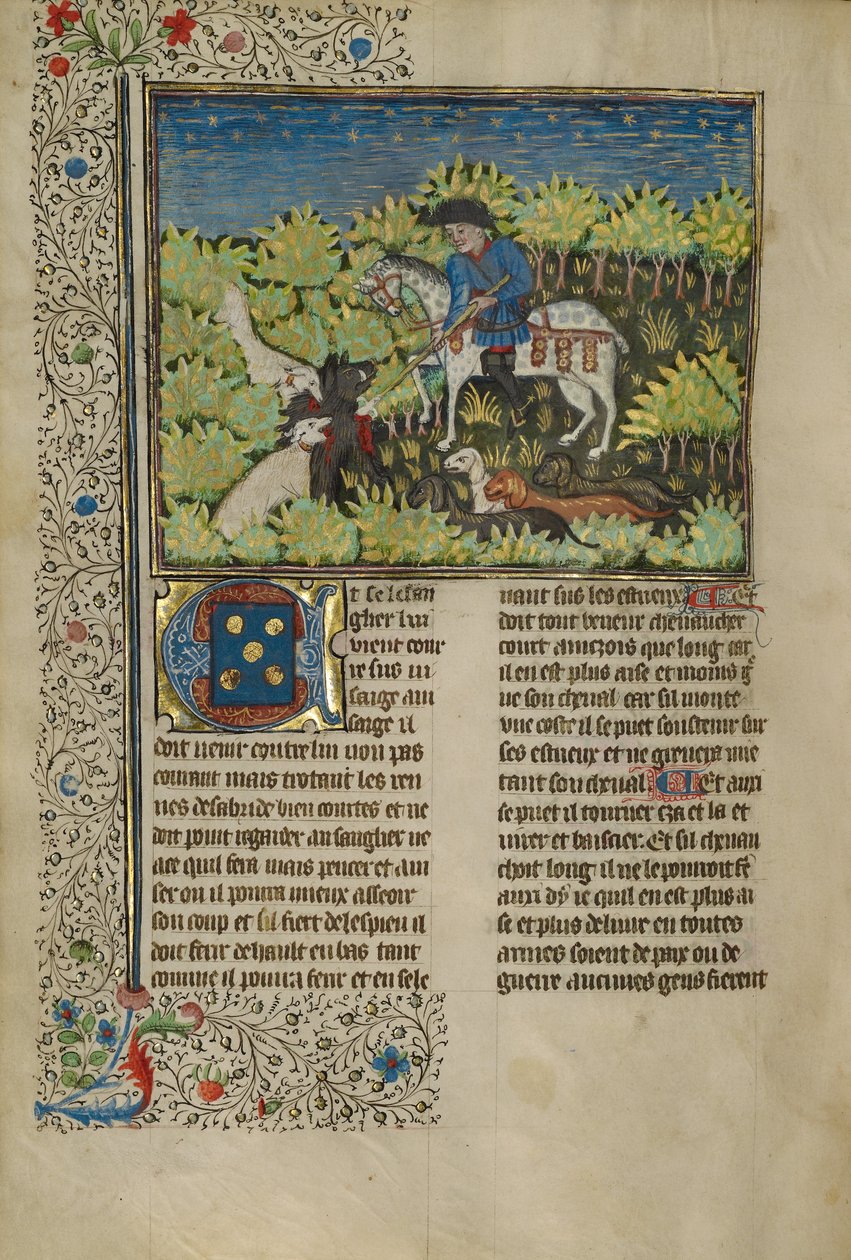 En jägare och hundar som dödar ett vildsvin av Unknown artist