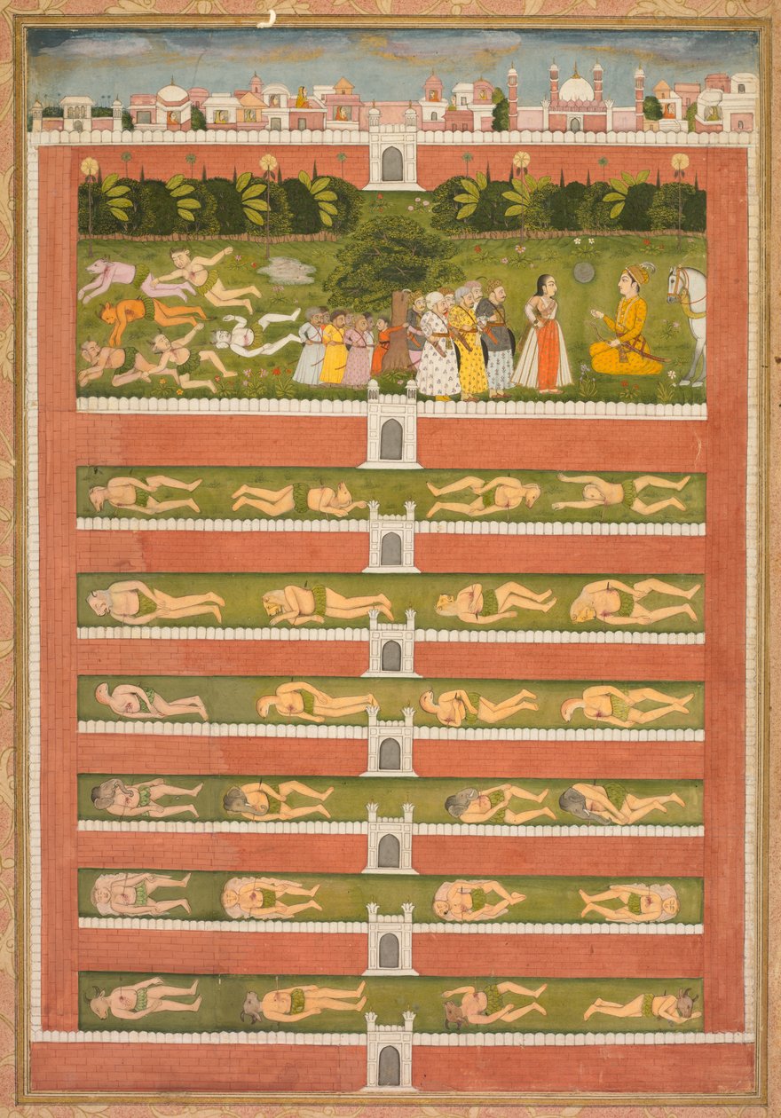 A Princess and Demons before a Nobleman: A Leaf from a Poetical Romance Relating to Shah Alam I (recto) av Unknown artist