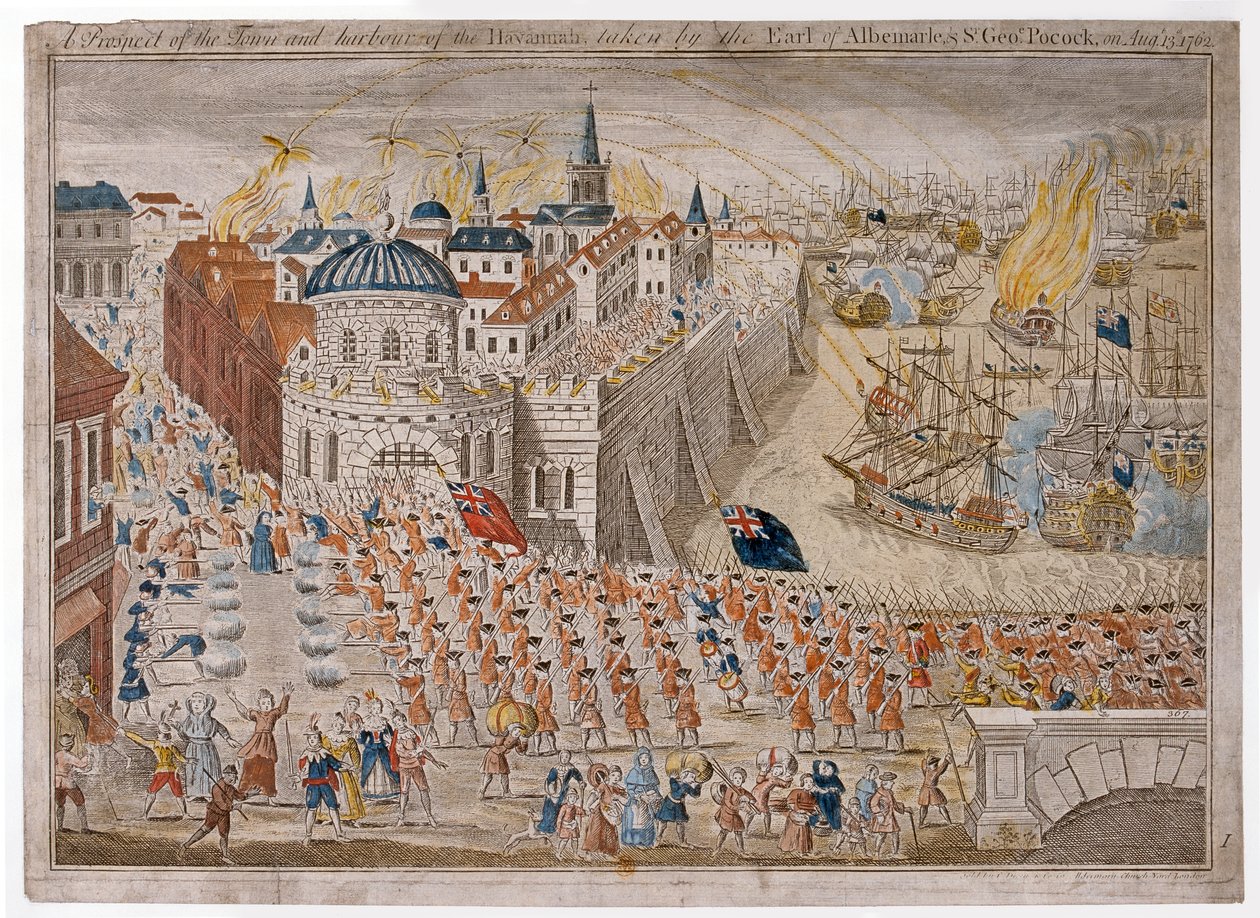 "A Prospect of Town and Harbour of the Havannah tagen av Earl of Albemarle och Sir George Pocock den 13 augusti av Unknown artist