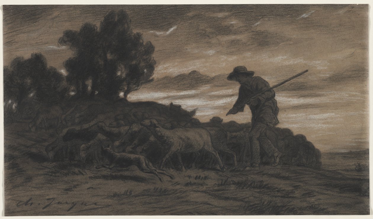 En herde med sin hjord av Unknown artist