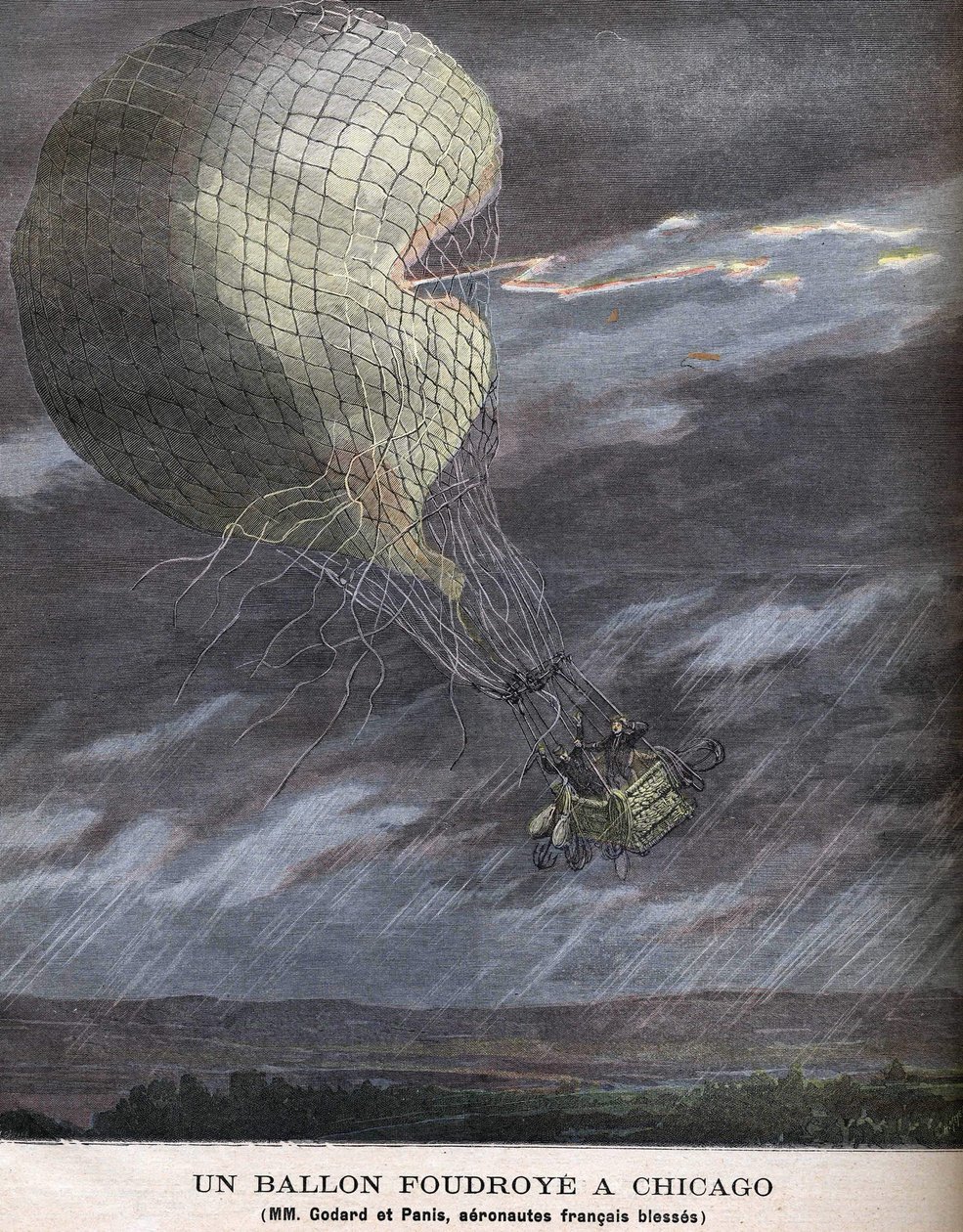 En ballong träffade Chicago Louis Godard Jr. (1858-1933) och Panis skadades LÖRDAG 25 juli av Unknown artist
