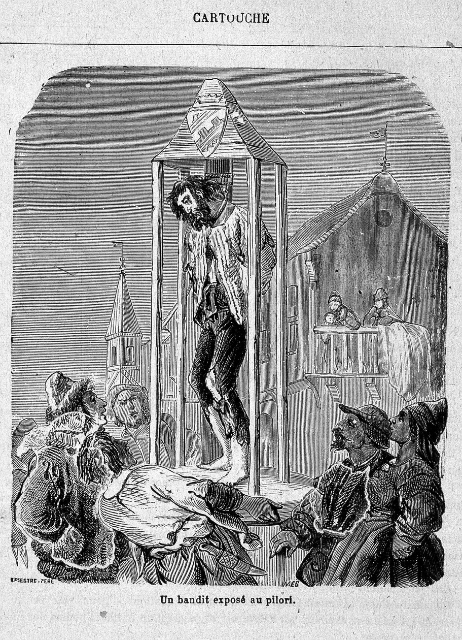 En bandit utsatt för pelaren - i "" Cartridge, the king of the bandits", av Grandpré av Unknown artist
