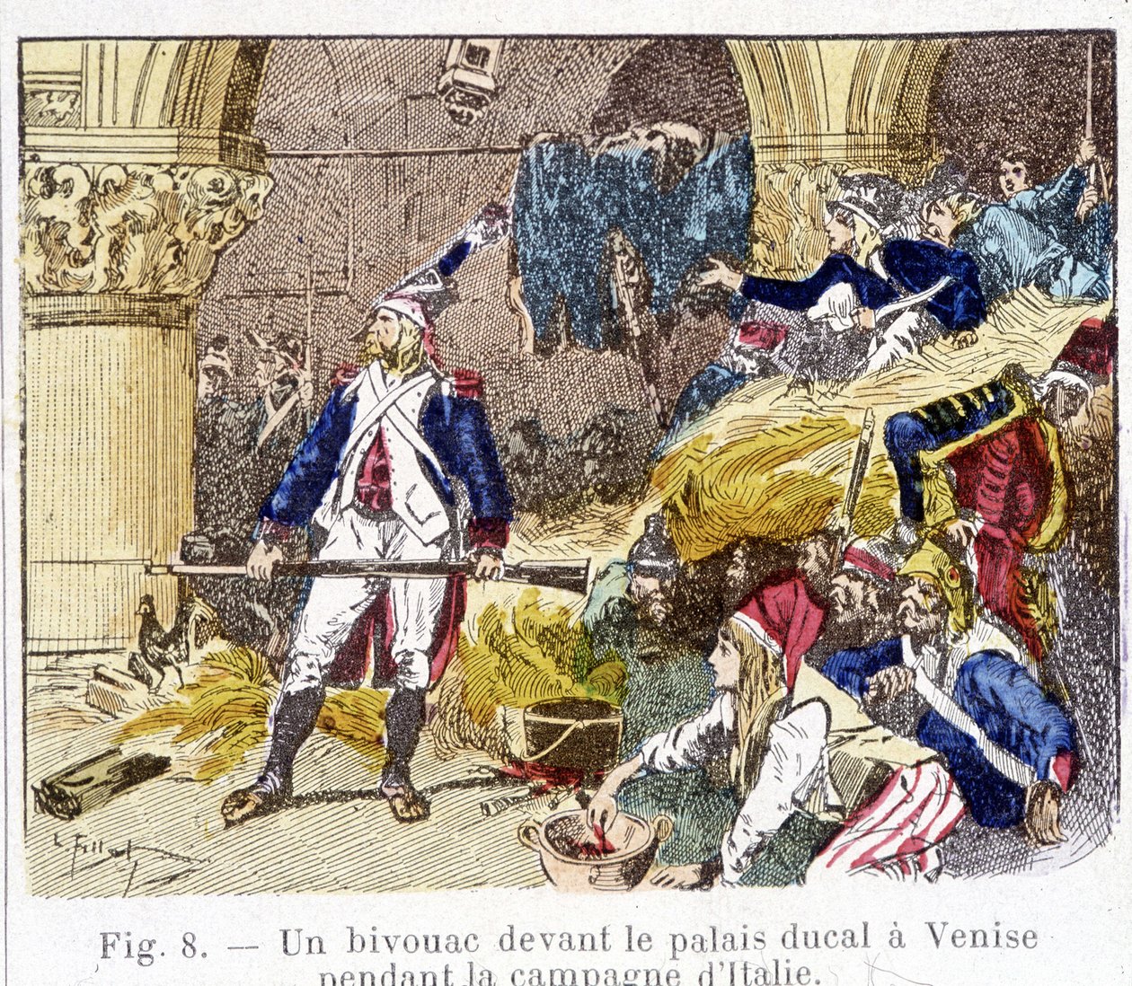 En bivack framför hertigpalatset i Venedig under den italienska kampanjen av Unknown artist