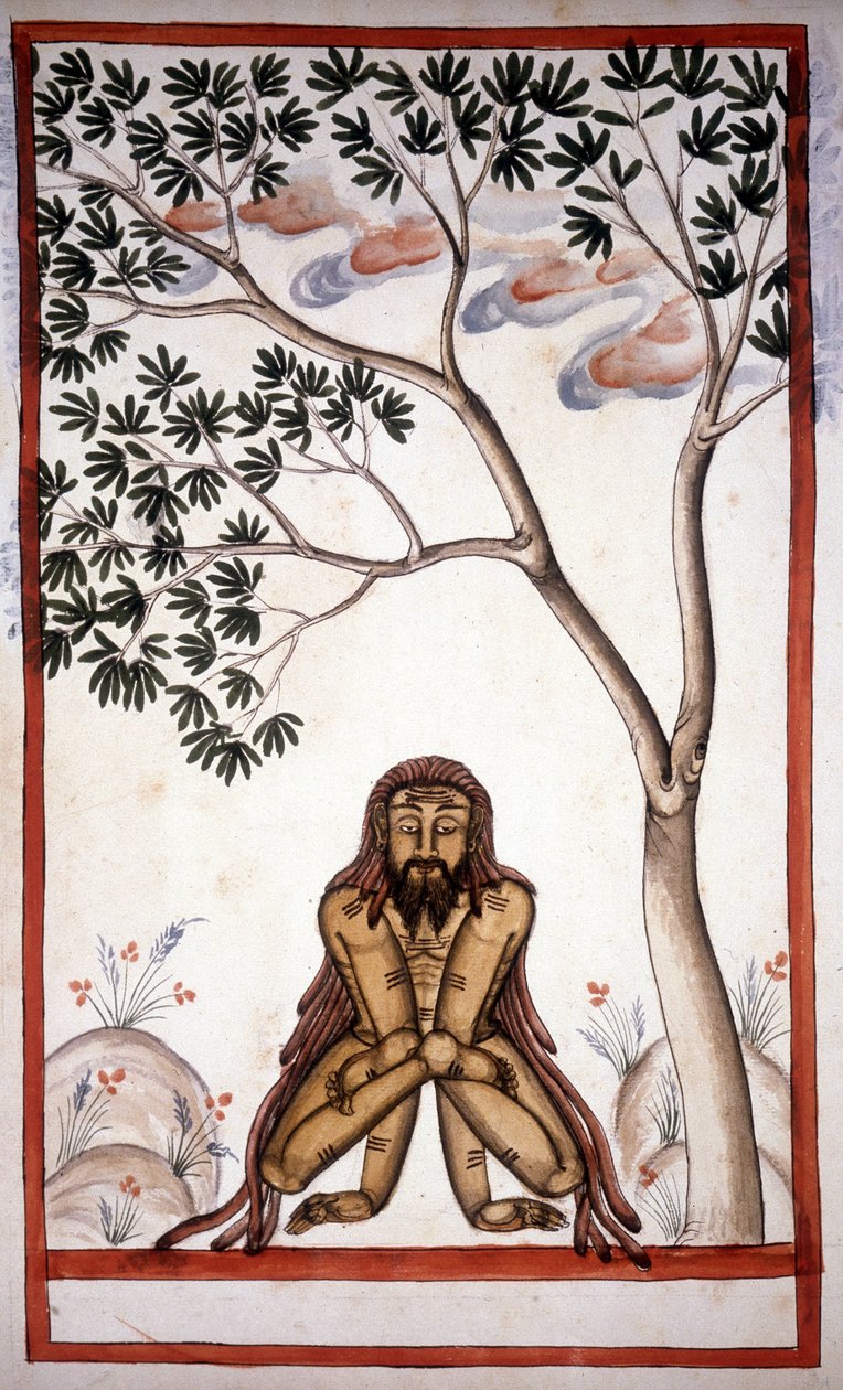 En fakirsida från manuskriptet (ms.8300) ""Mogulens historia""" (Moghul eller Moghol) av Stefano Nivibus Cardeira. 1700-tal. Bibloteca marciana, Venedig av Unknown artist