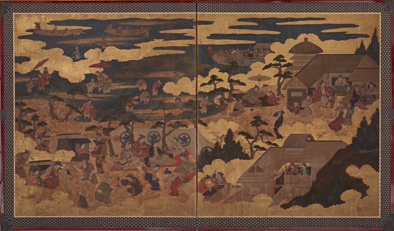 En festival vid Sumiyoshi Shrine av Unknown artist