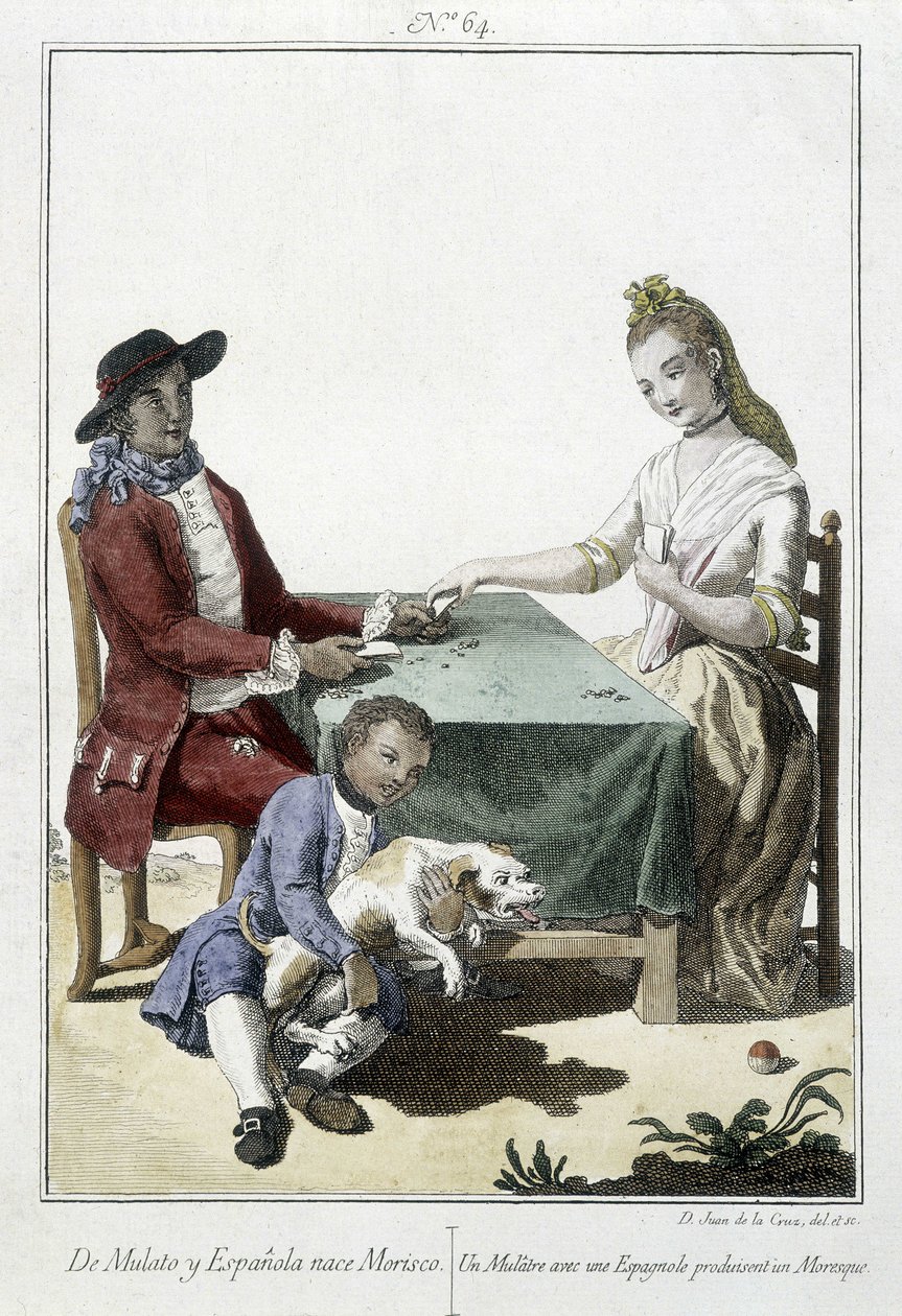 En mulatt och en spansk föder en morisk - gravyr av Unknown artist