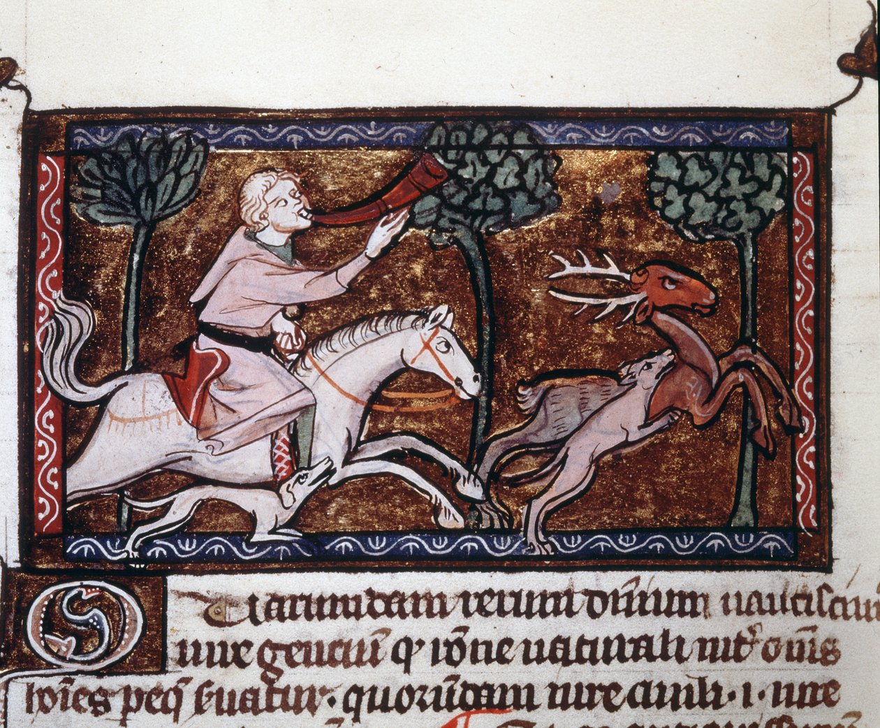 En ädel som jagar ett rådjur. 1400-talsmanuskript. En ädel som jagar ett rådjur. 1400-talsmanuskript. av Unknown artist