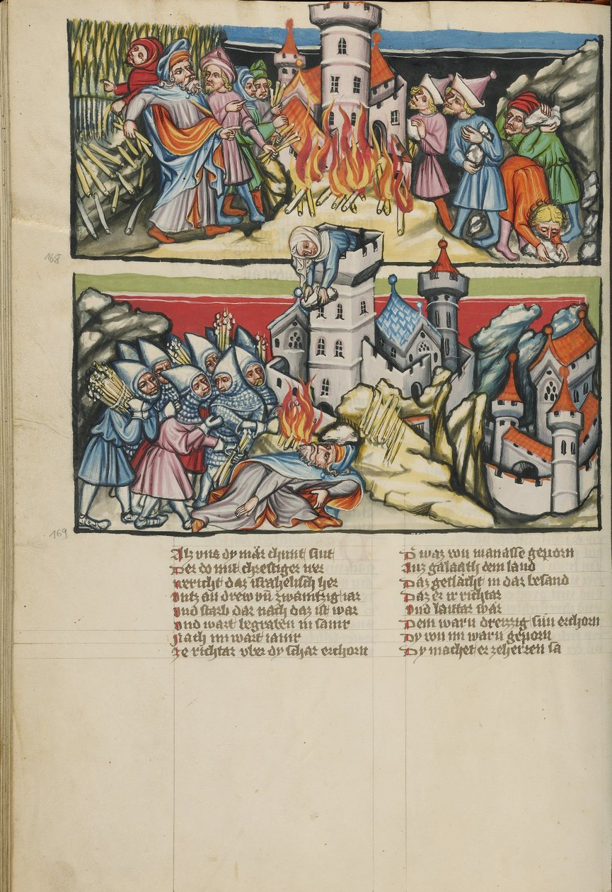 Abimelech förstör Shechem; Abimelech dödas av kvinnan från Thebe av Unknown artist