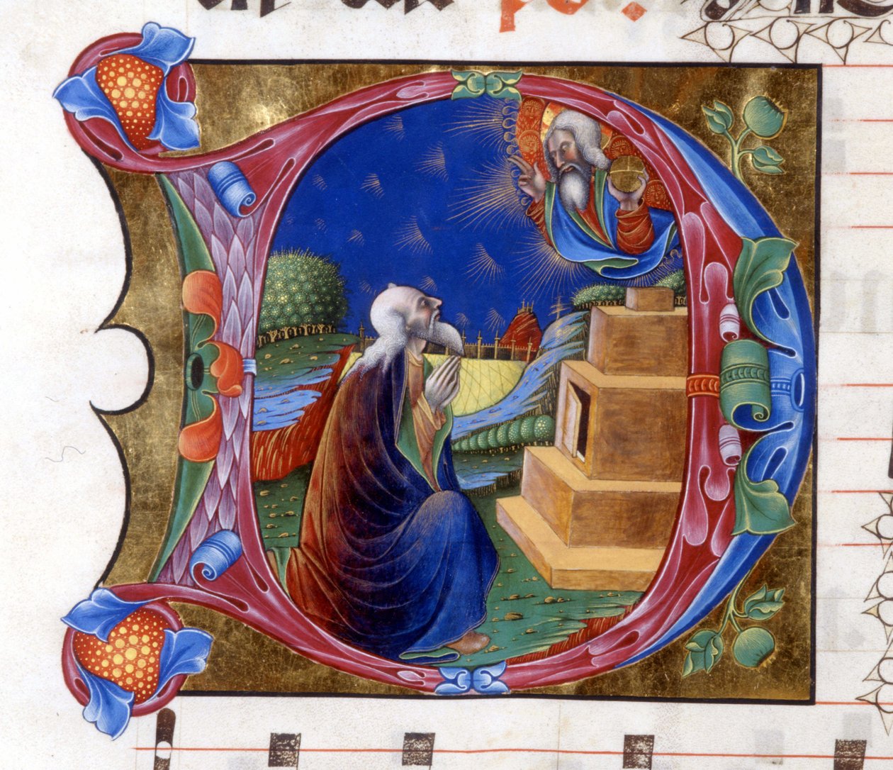 Abraham uppmanas av Herren att lämna sitt land. Miniatyr från en 1400-talskör ("civitatis" av Saint Augustine). av Unknown artist