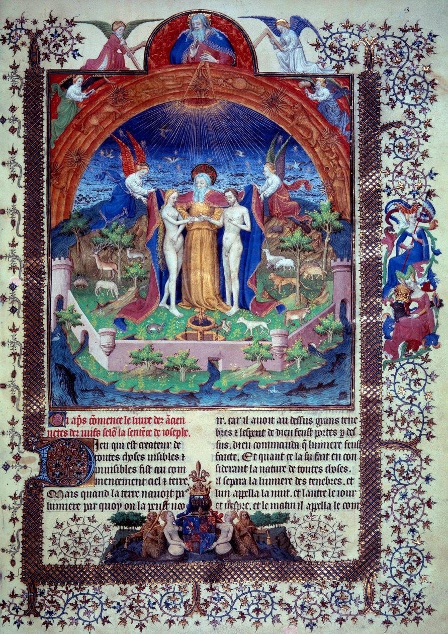 Adam och Eva in the Earth Paradise Miniature från "" Jewish Antiquities or Jewish Antiquities"" av Flavius Josephe av Unknown artist