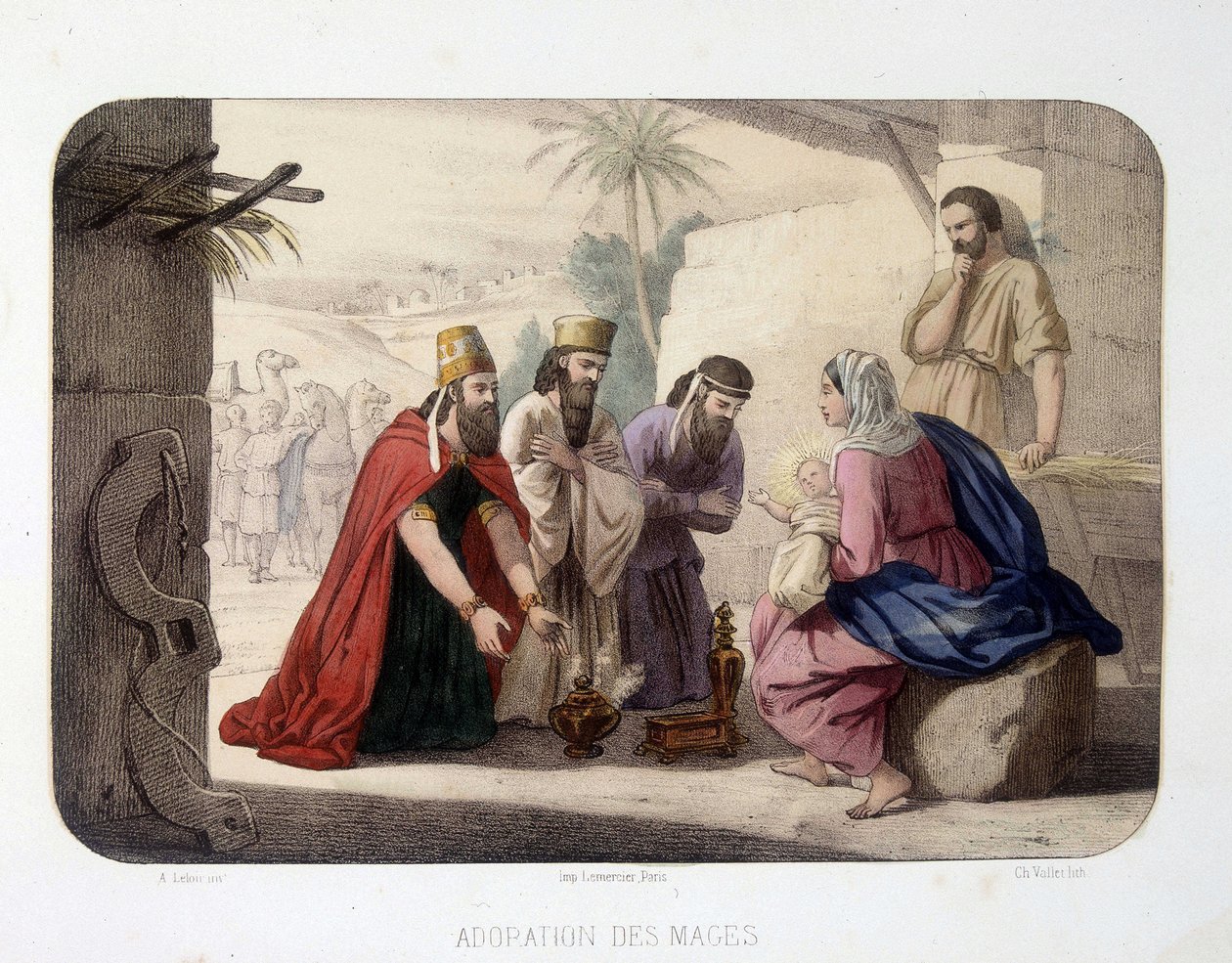 Tillbedjan av Magi (offer till Kristus, Jungfru Maria och Josef) av Unknown artist