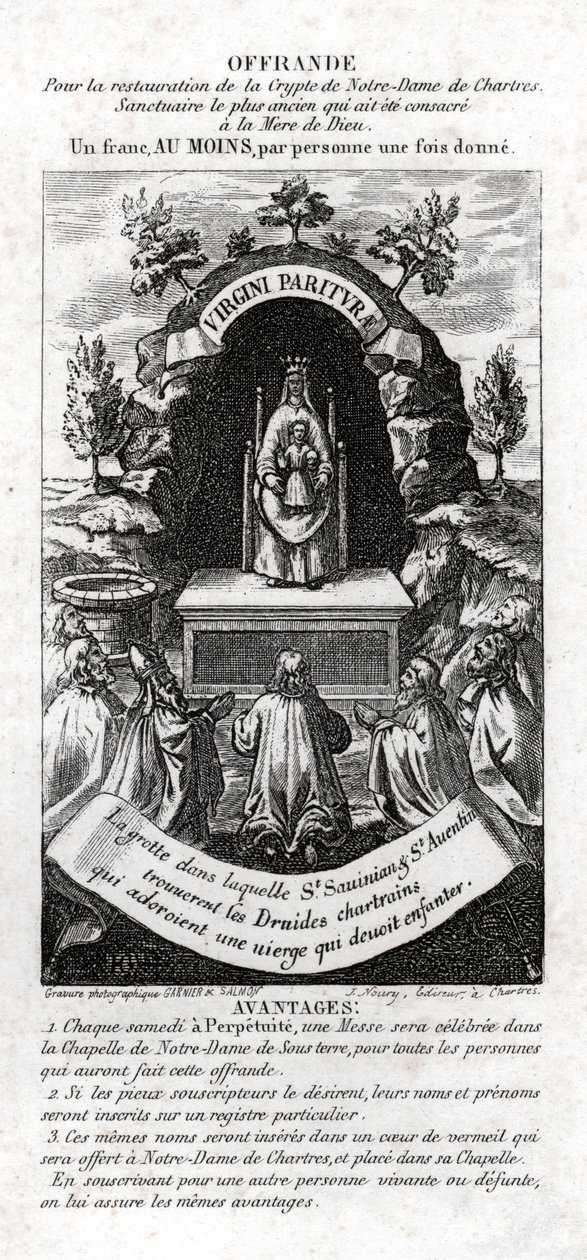 Tillbedjan av Jungfru Maria. (gravyr, ca 1850) av Unknown artist