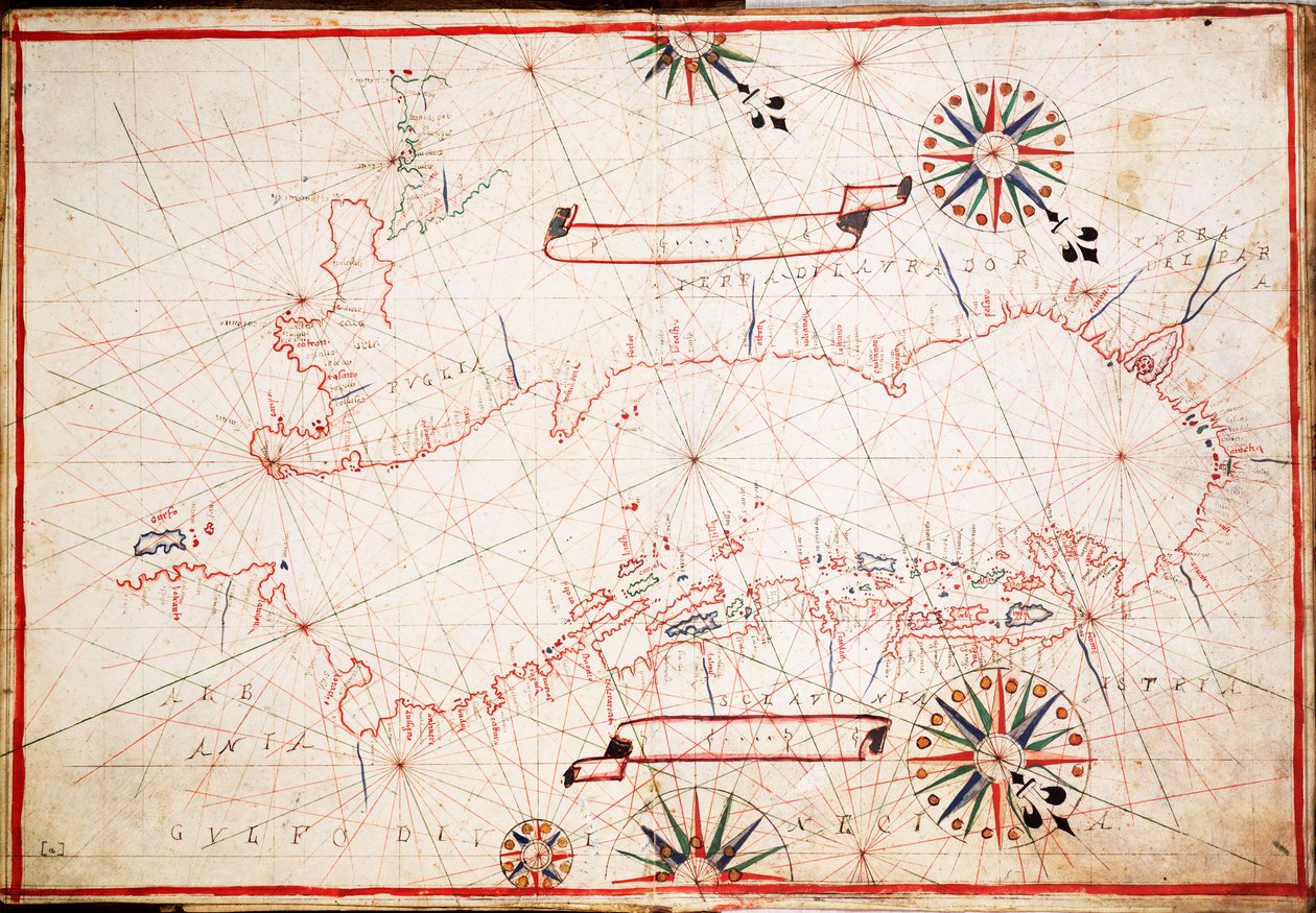 Adriatiska havet, ca 1620 (pergament) av Unknown artist