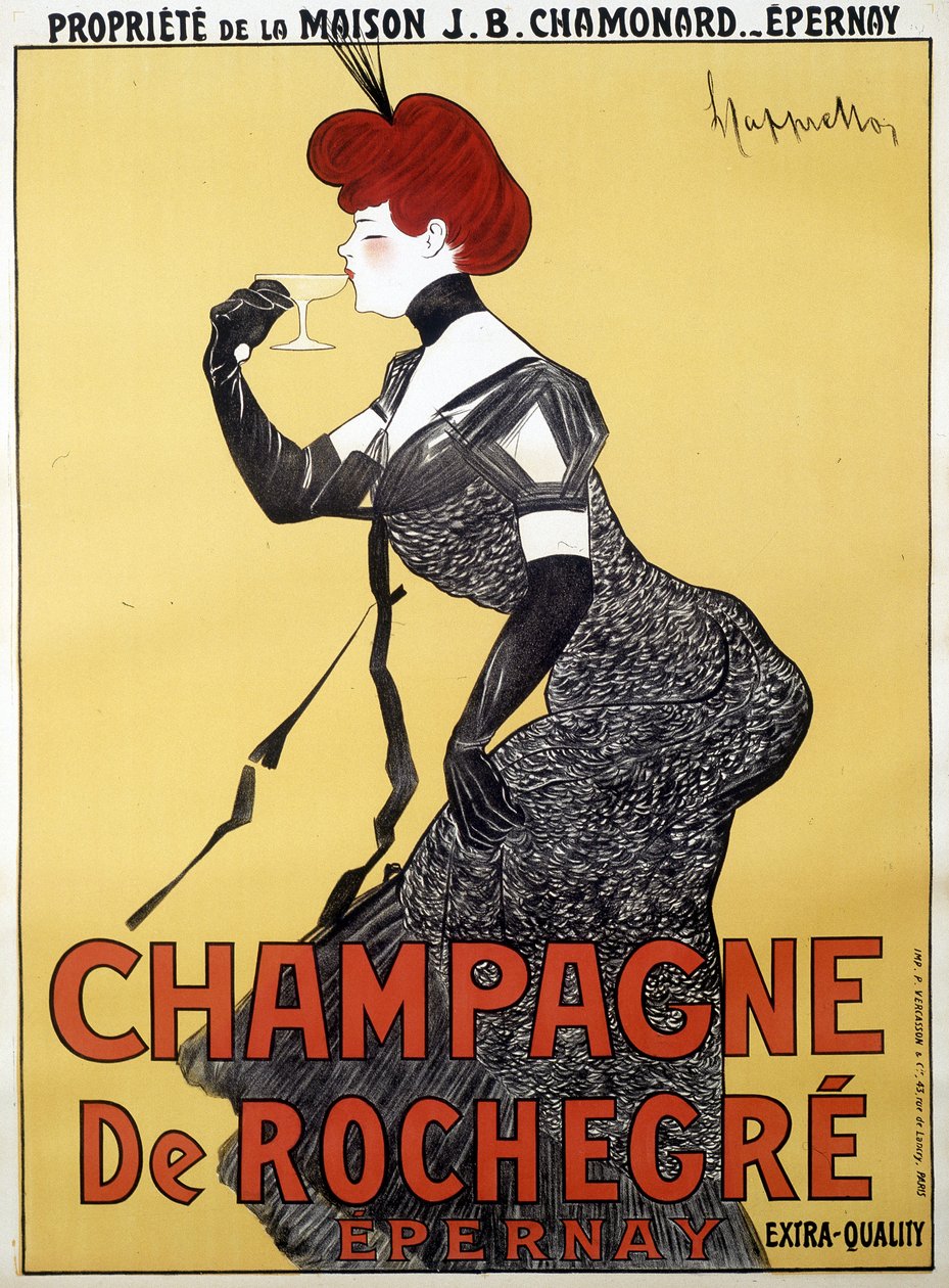 Reklamaffisch för Champagne de Rochegre - av Leonetto Cappiello (1875-1942), sent 1800-tal av Unknown artist