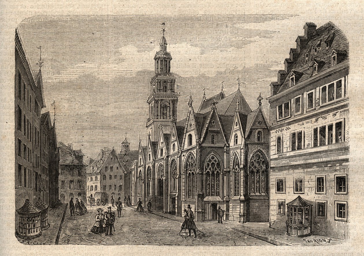 Aegidienkirche (Hannover) Tyskland - Hannover Aegidien-kyrkan, förstörd under andra världskriget - Hannover - Aegidienkirche - gravyr i "" Illustrous People