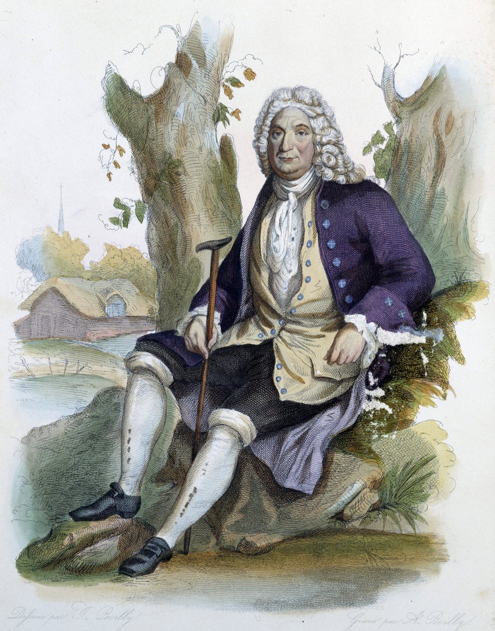 Alain Rene Lesage (Alain-Rene Le Sage) (1668-1747) - i Ed. Mennechet, "" Den franske Plutarchen"" av Unknown artist