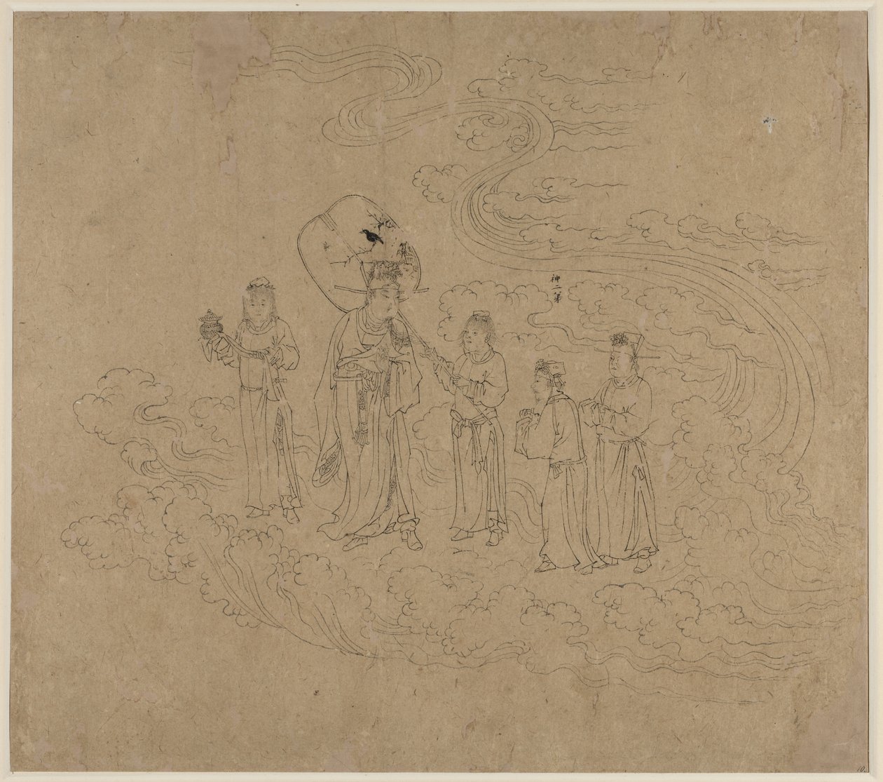 Album med daoistiska och buddhistiska teman: Procession of Daoist Deities: Leaf 10 av Unknown artist